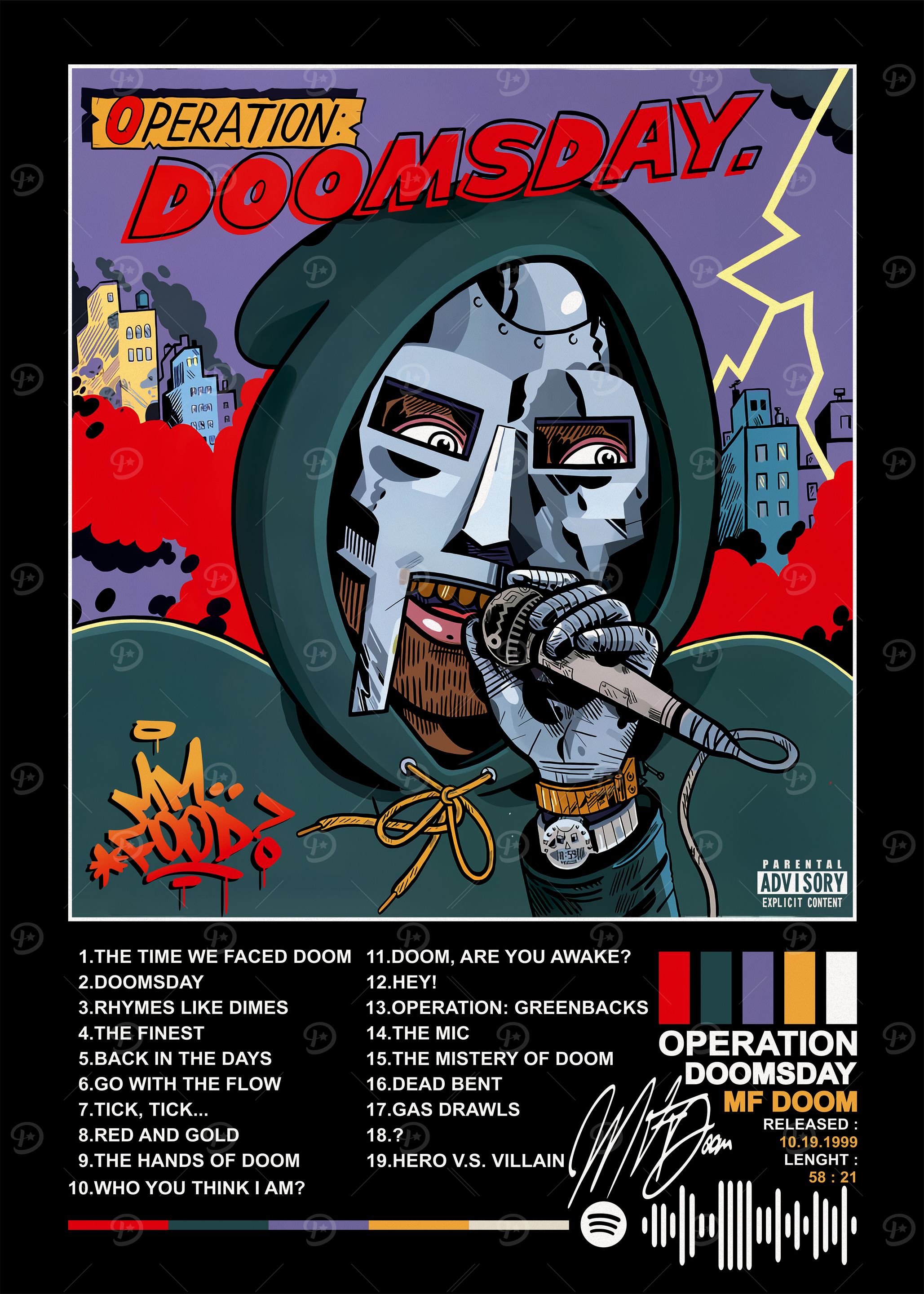 MF DOOM - Operation Doomsday Album Art' Poster, picture, metal