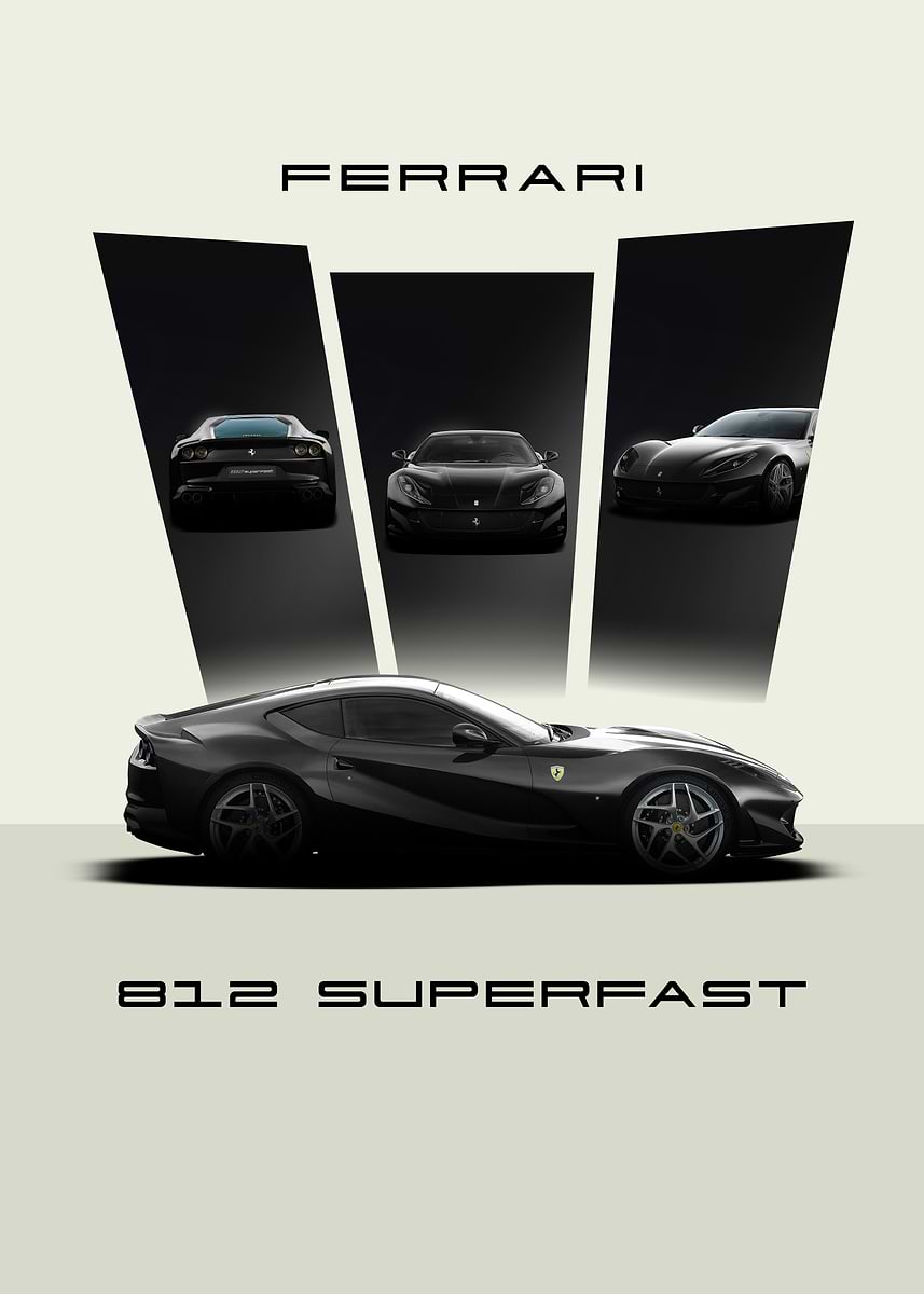 Ferrari 812 Superfast' Poster, picture, metal print, paint by