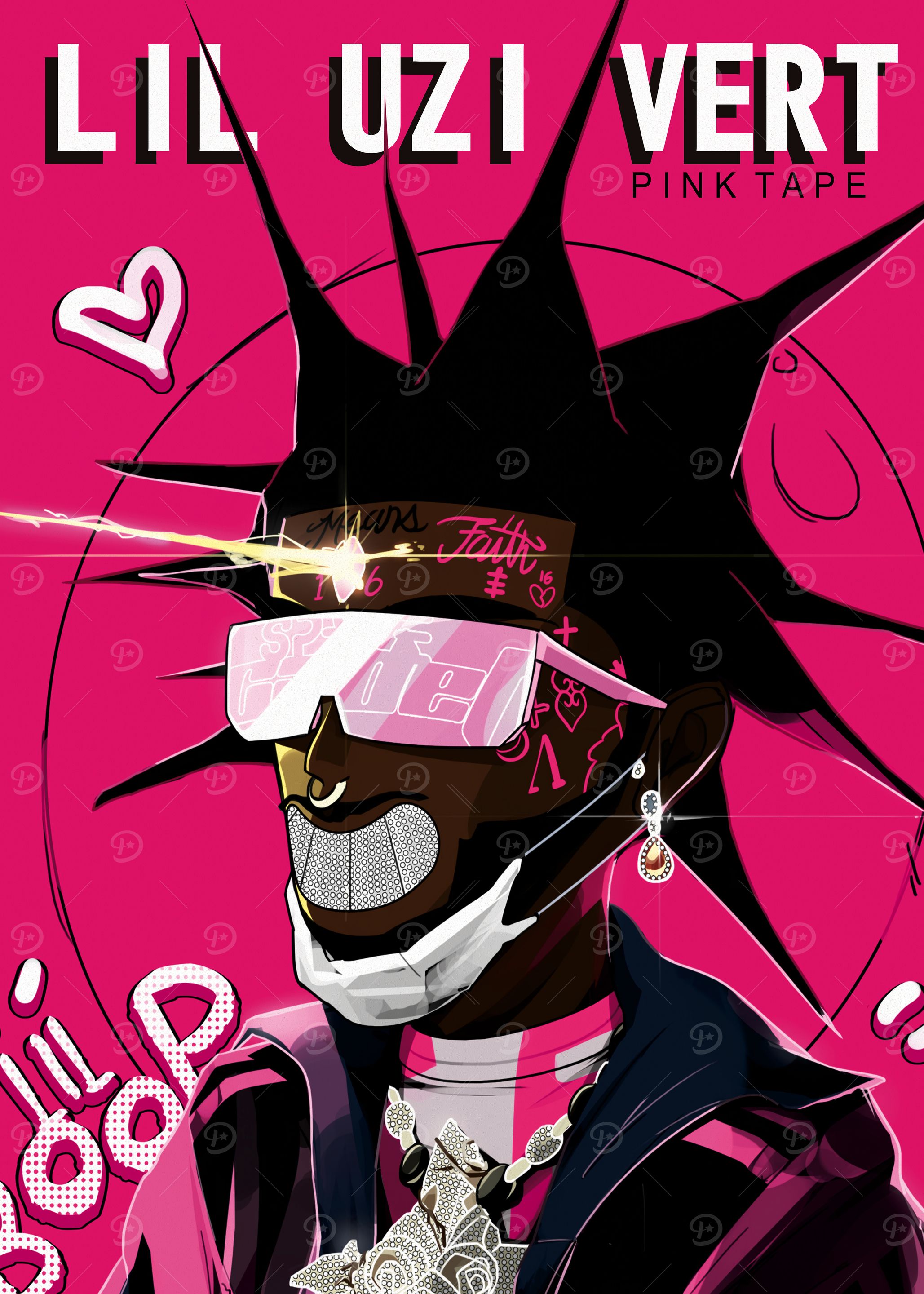 Lil Uzi Vert Pink Tape Artwork' Poster, picture, metal print