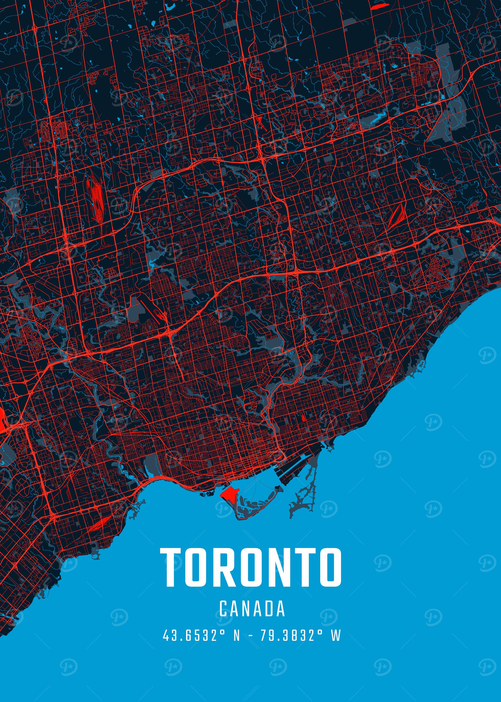 'Toronto City Map' Poster, picture, metal print, paint by Notorious ...