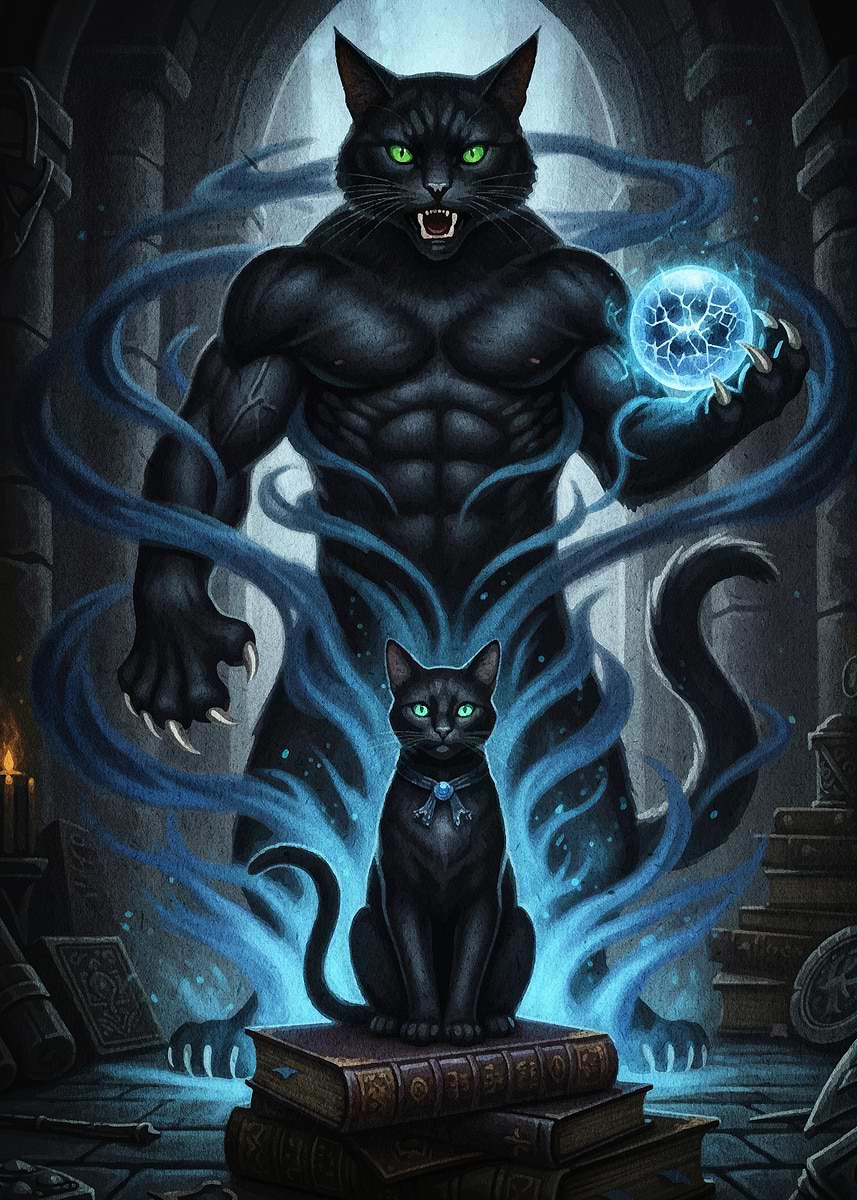 Magical Black Cats with Mystical Aura' Poster, picture, metal