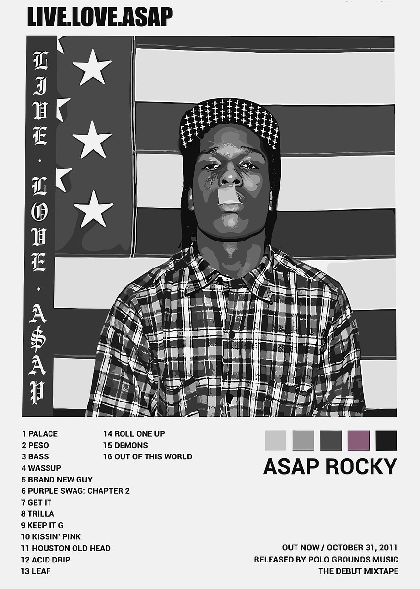 ASAP Rocky - LIVE.LOVE.ASAP Album Cover' Poster, picture, metal