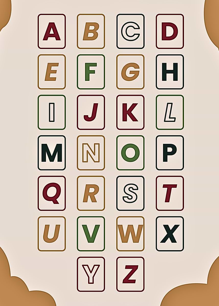 'Alphabet Chart with Colorful Letter Blocks' Poster, picture, metal ...