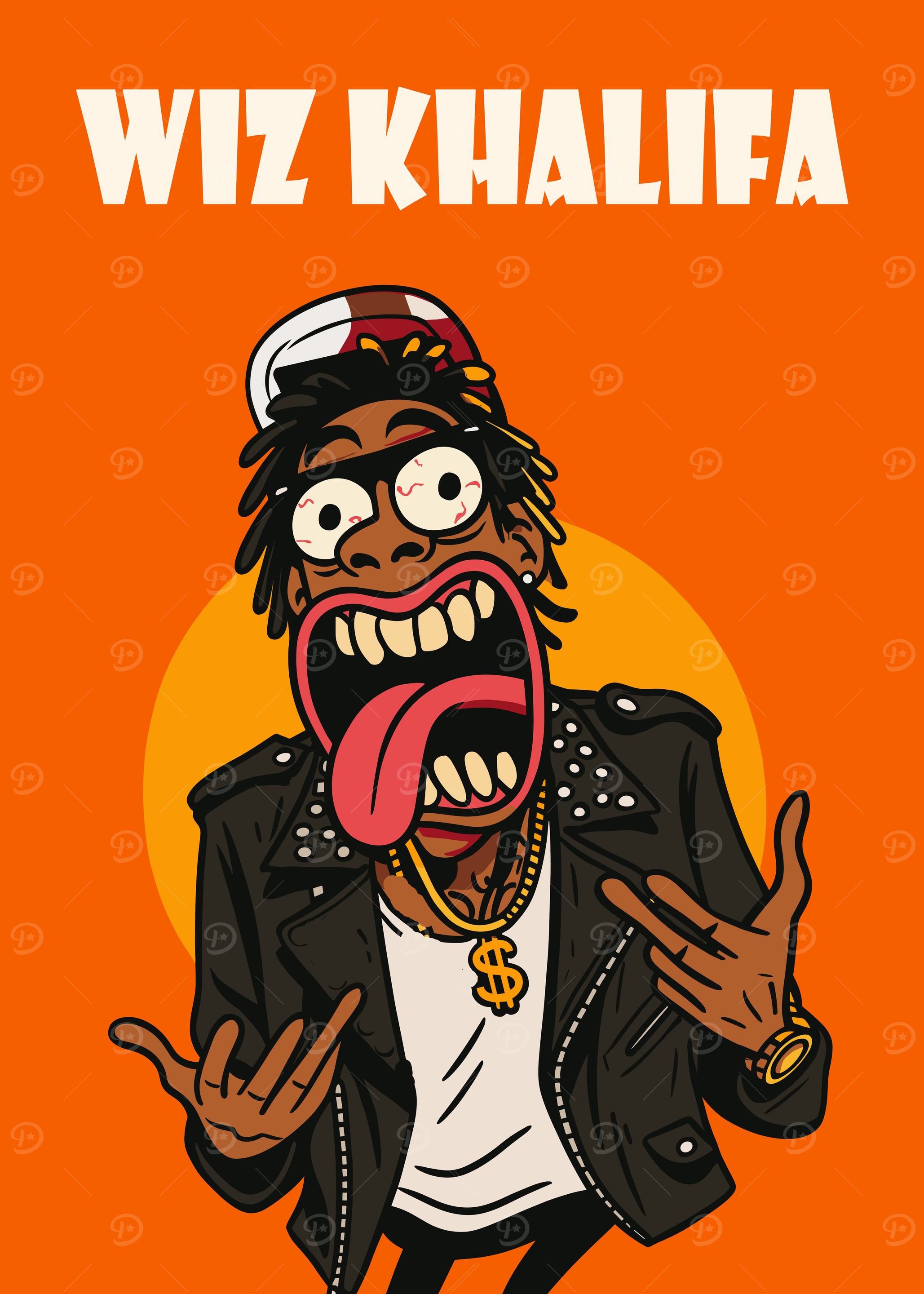 Wiz Khalifa Cartoon Portrait' Poster, picture, metal print, paint
