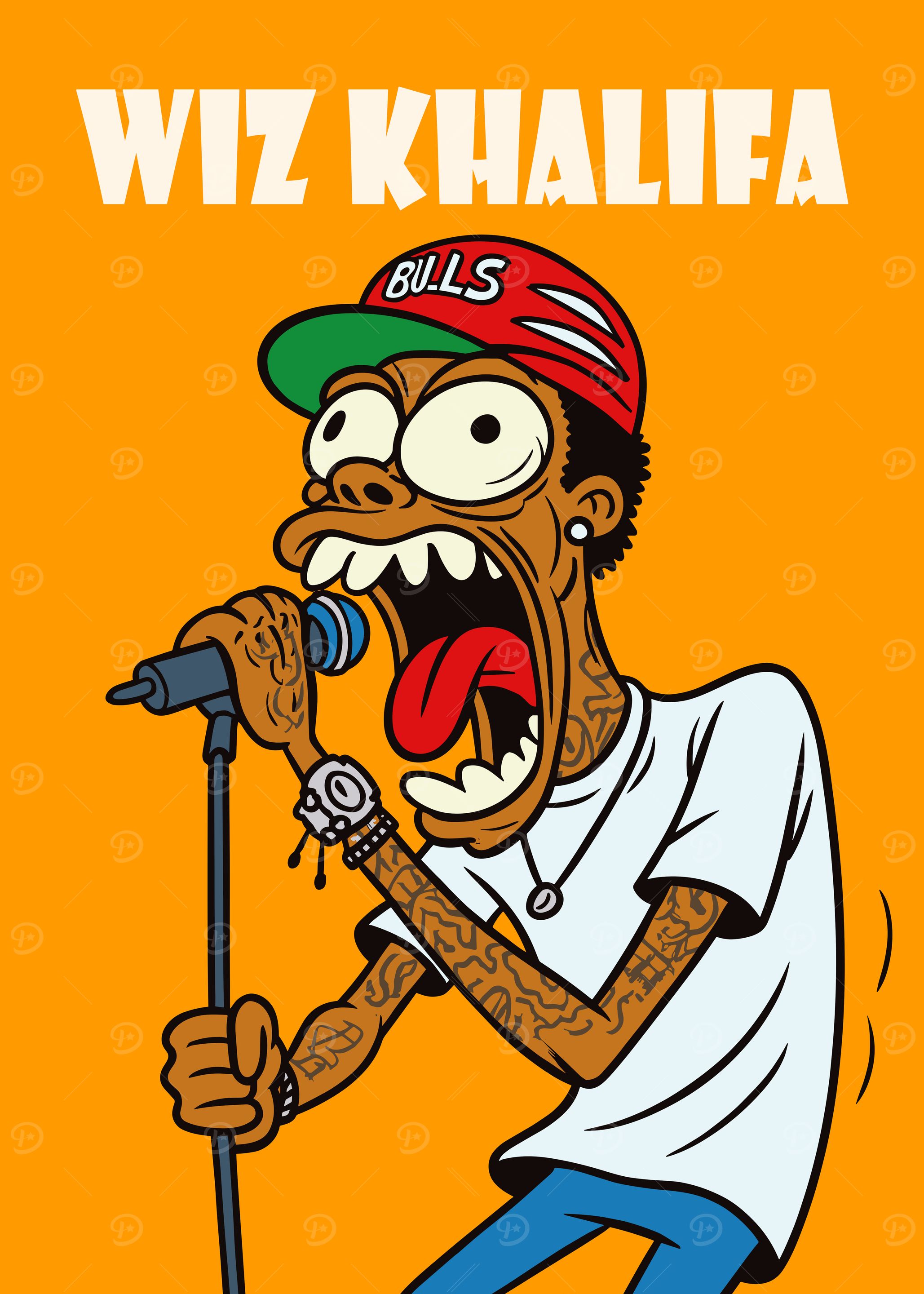 Wiz Khalifa Cartoon Illustration' Poster, picture, metal print