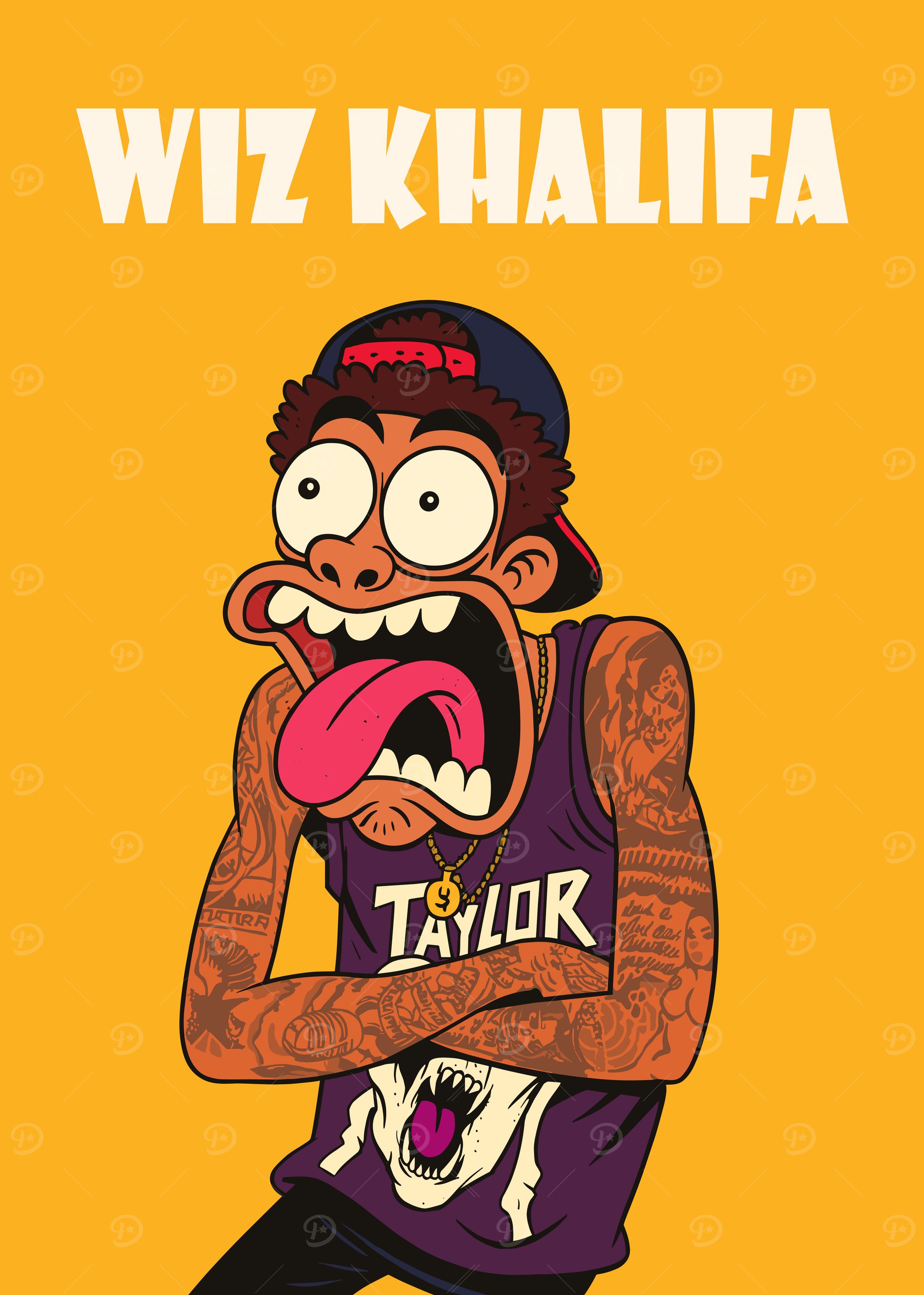 Wiz Khalifa Cartoon Portrait' Poster, picture, metal print, paint