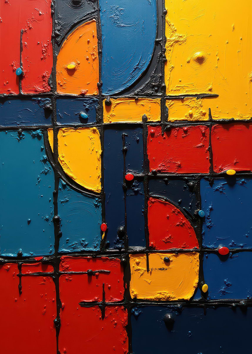 'Abstract Geometric Painting with Bold Colors' Poster, picture, metal ...
