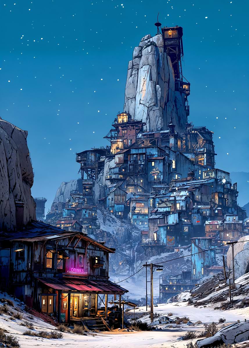 Outlaw’s Refuge — from the Wasteland Frontiers collection, a Pixaverse metal print