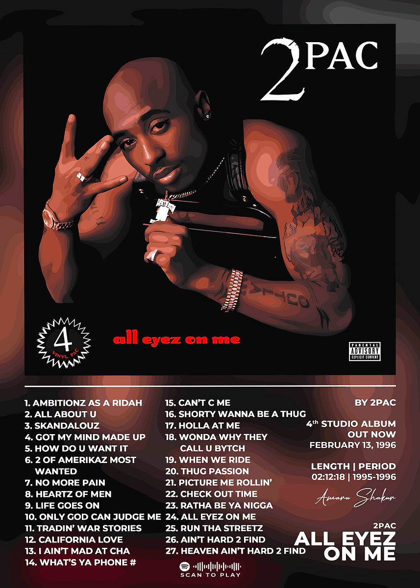 2Pac All Eyez on Me Album Cover' Poster, picture, metal print