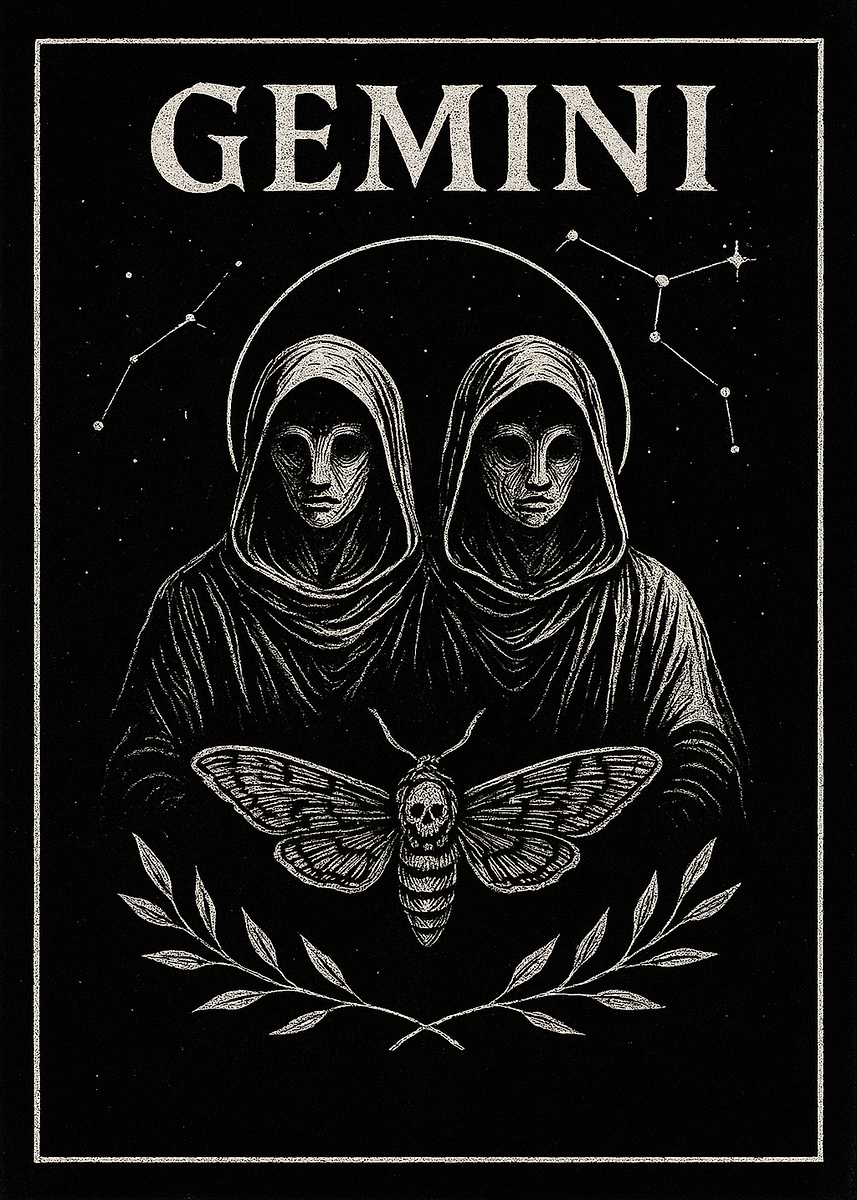 Gemini Zodiac Sign Dark Art' Poster, picture, metal print, paint