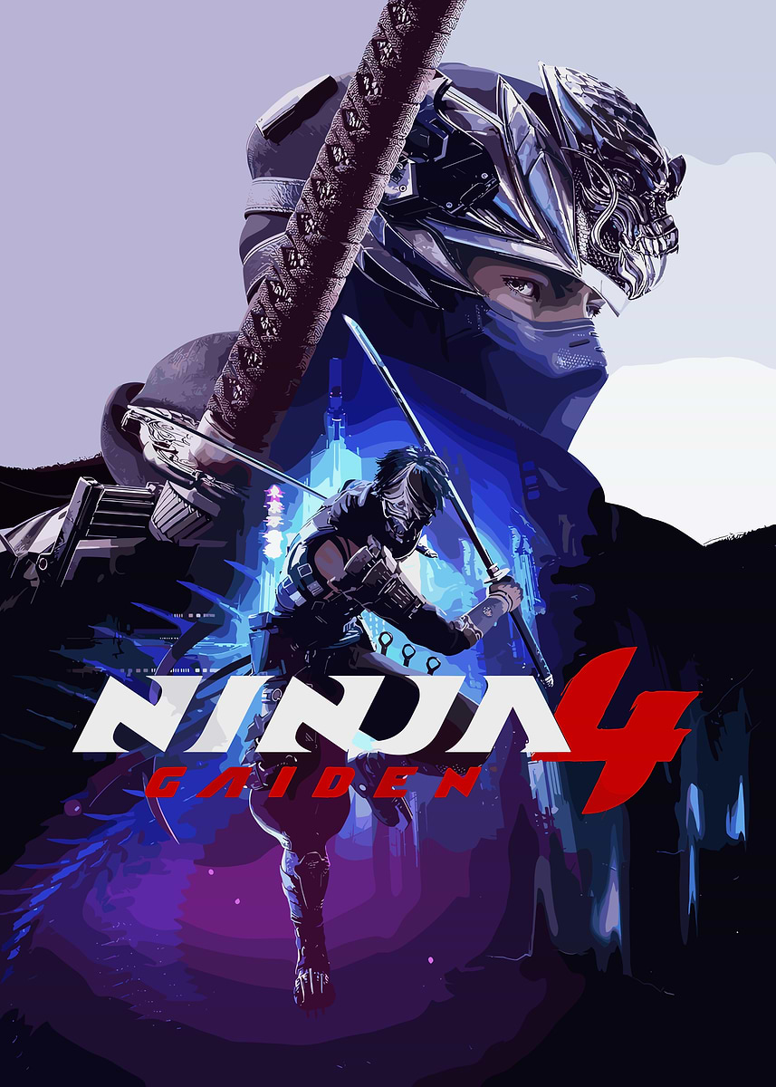 NINJA GAIDEN 店頭ポスター Ninja Gaiden 4 Game Poster' Poster, picture, metal print, paint by