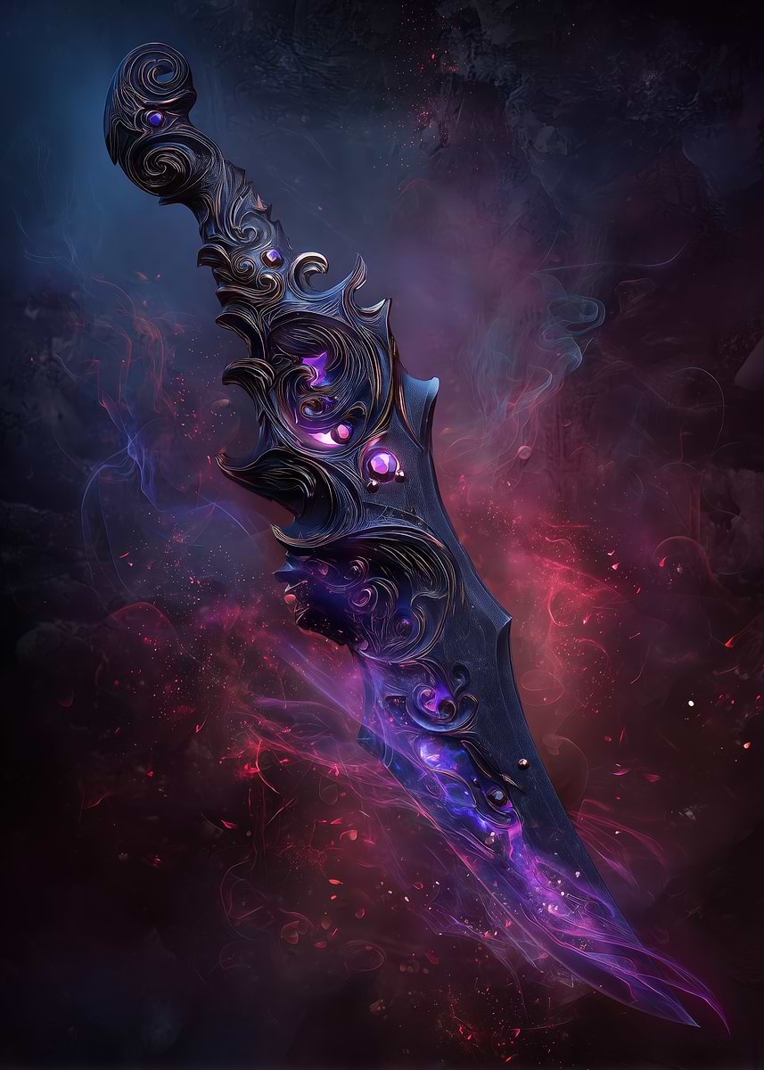 'Fantasy Dagger with Purple Energy' Poster, picture, metal print, paint ...