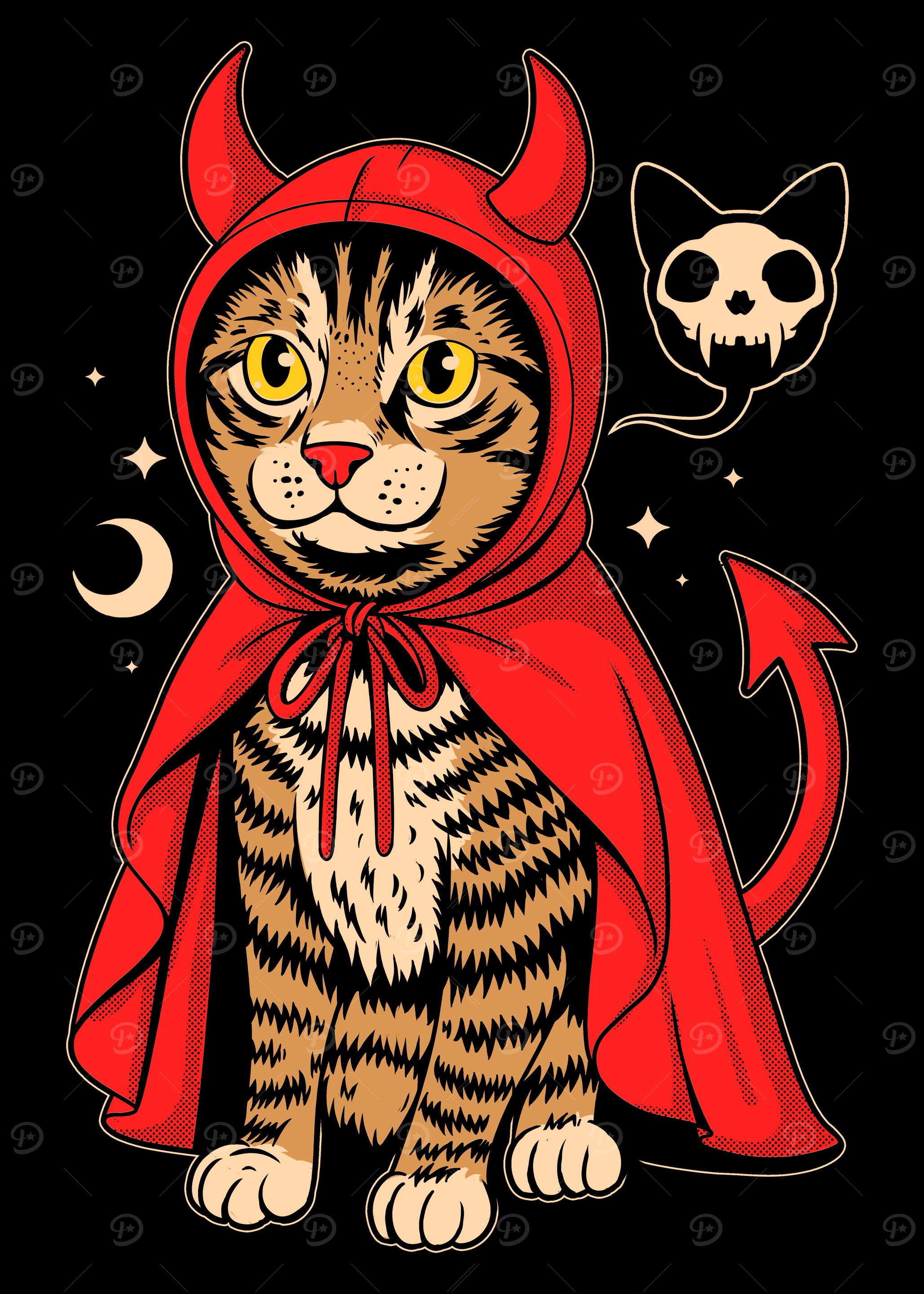 'Devil Cat Illustration' Poster, picture, metal print, paint by Eoli ...