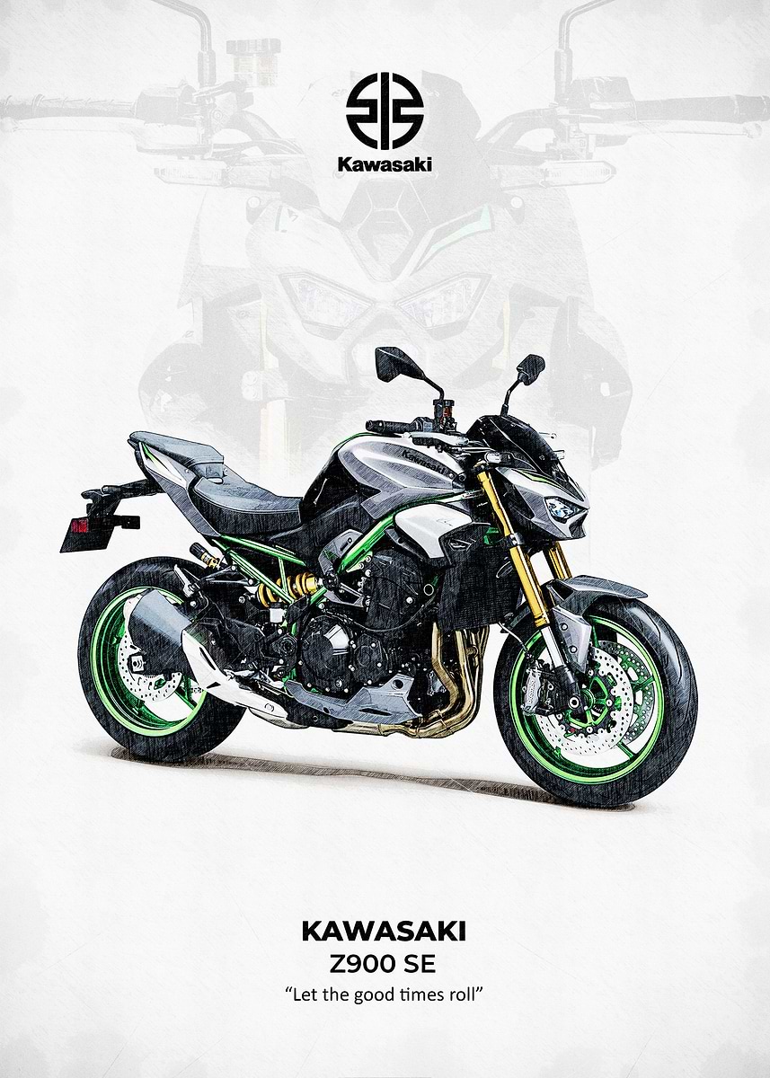 Kawasaki Z900 SE 2025 Motorcycle Illustration' Poster, picture