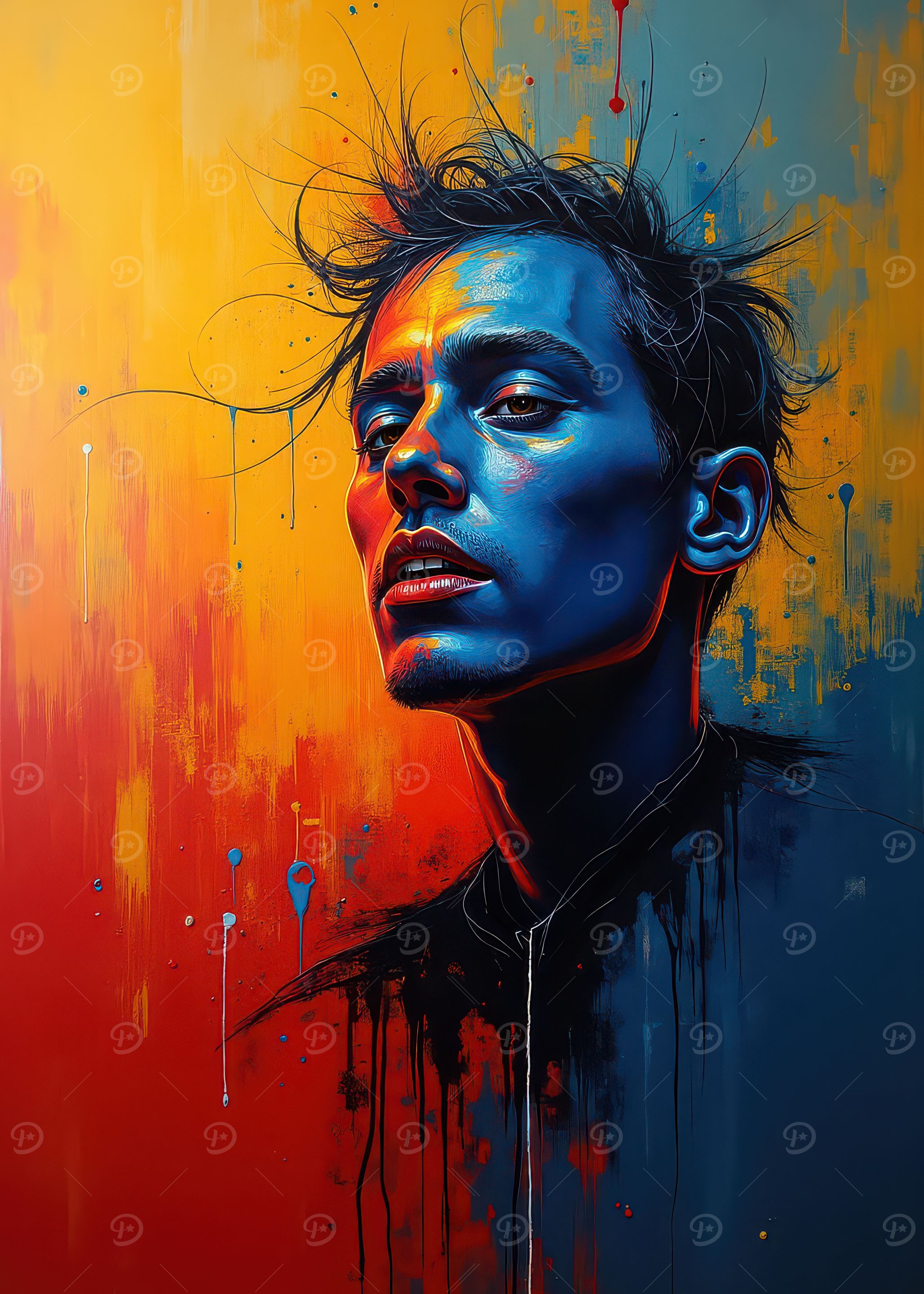 'Colorful Portrait of a Man' Poster, picture, metal print, paint by ...