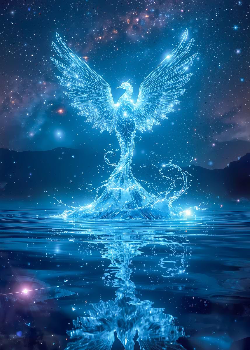 Celestial Phoenix Rising from Water' Poster, picture, metal print
