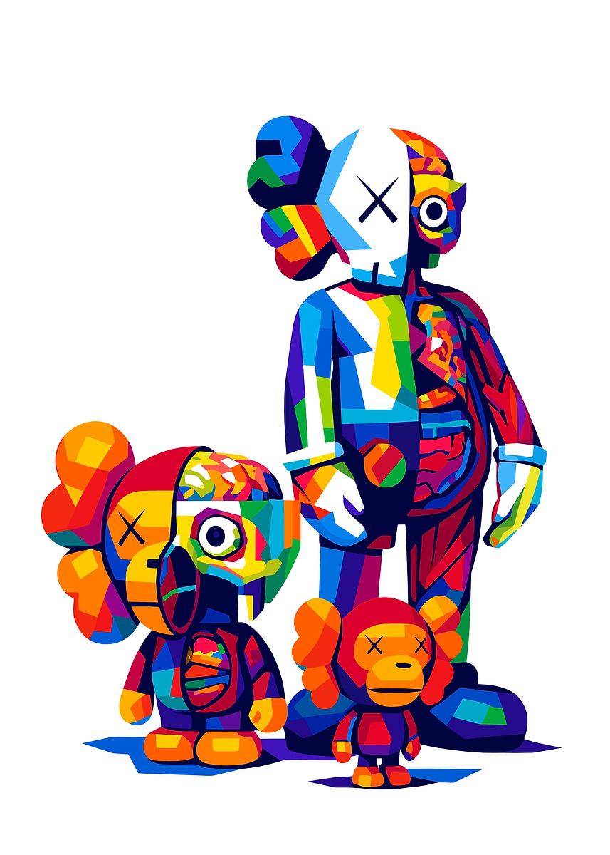 Colorful KAWS Family Pop Art' Poster, picture, metal print, paint