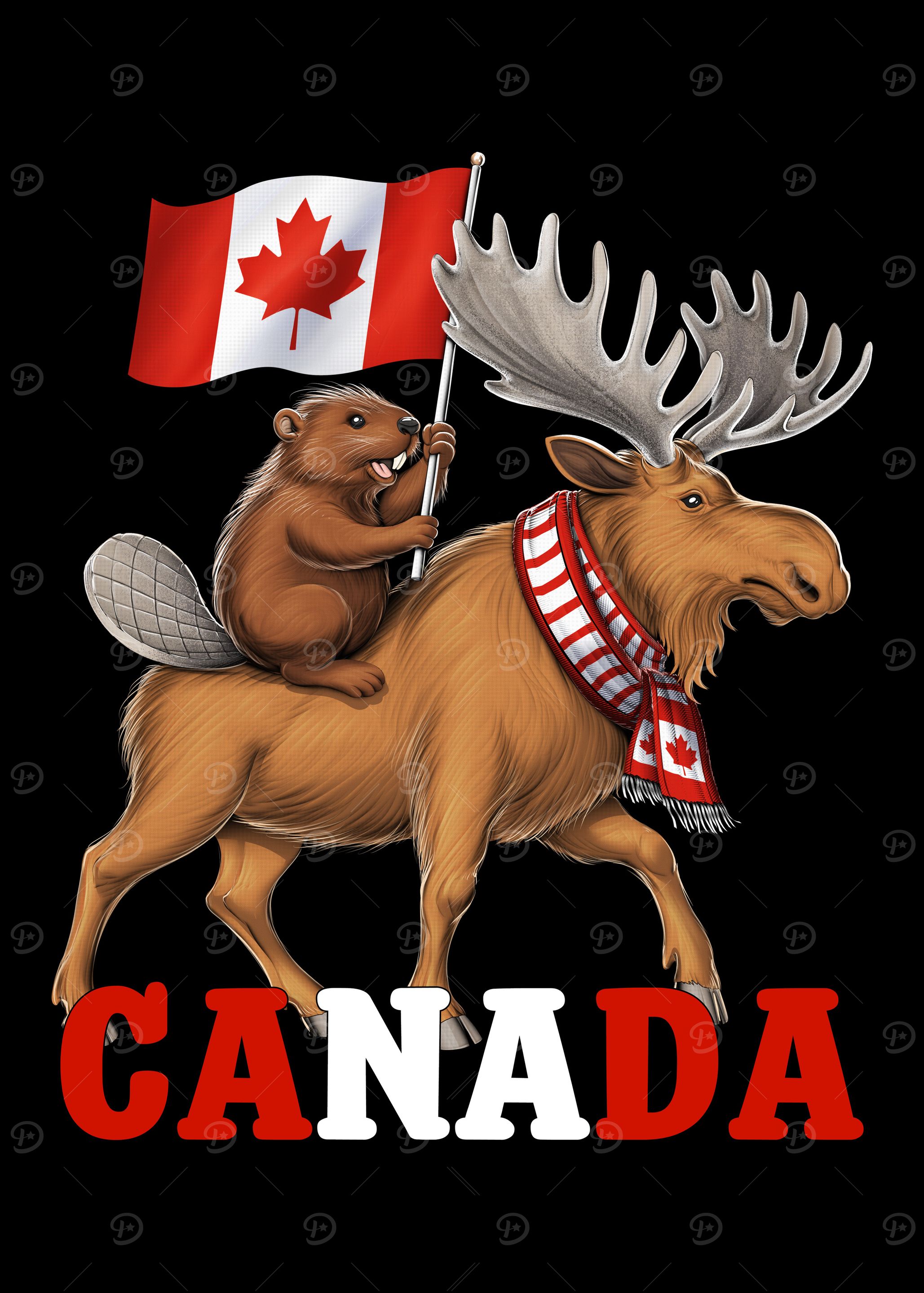 'Canadian Beaver and Moose' Poster, picture, metal print, paint by ...