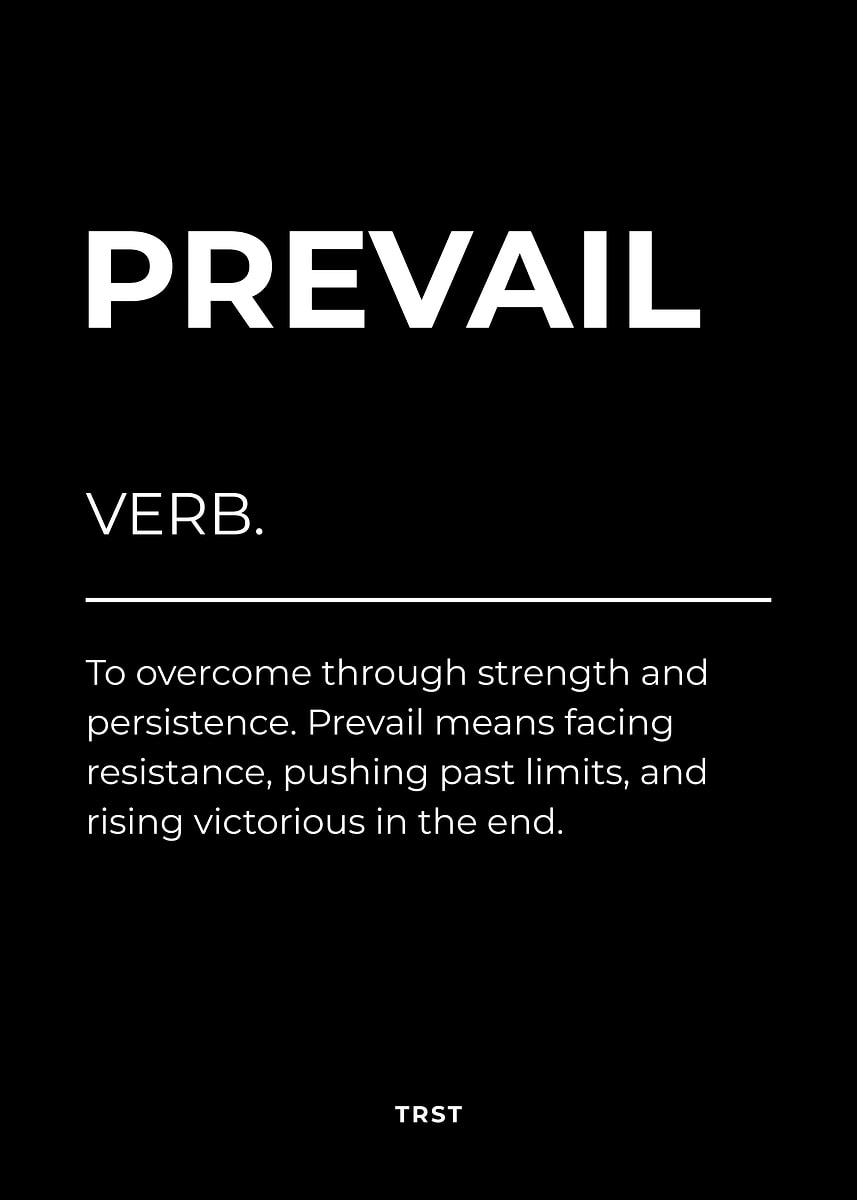 'Prevail – Minimalist Black & White Motivational Definition Wall Art ...