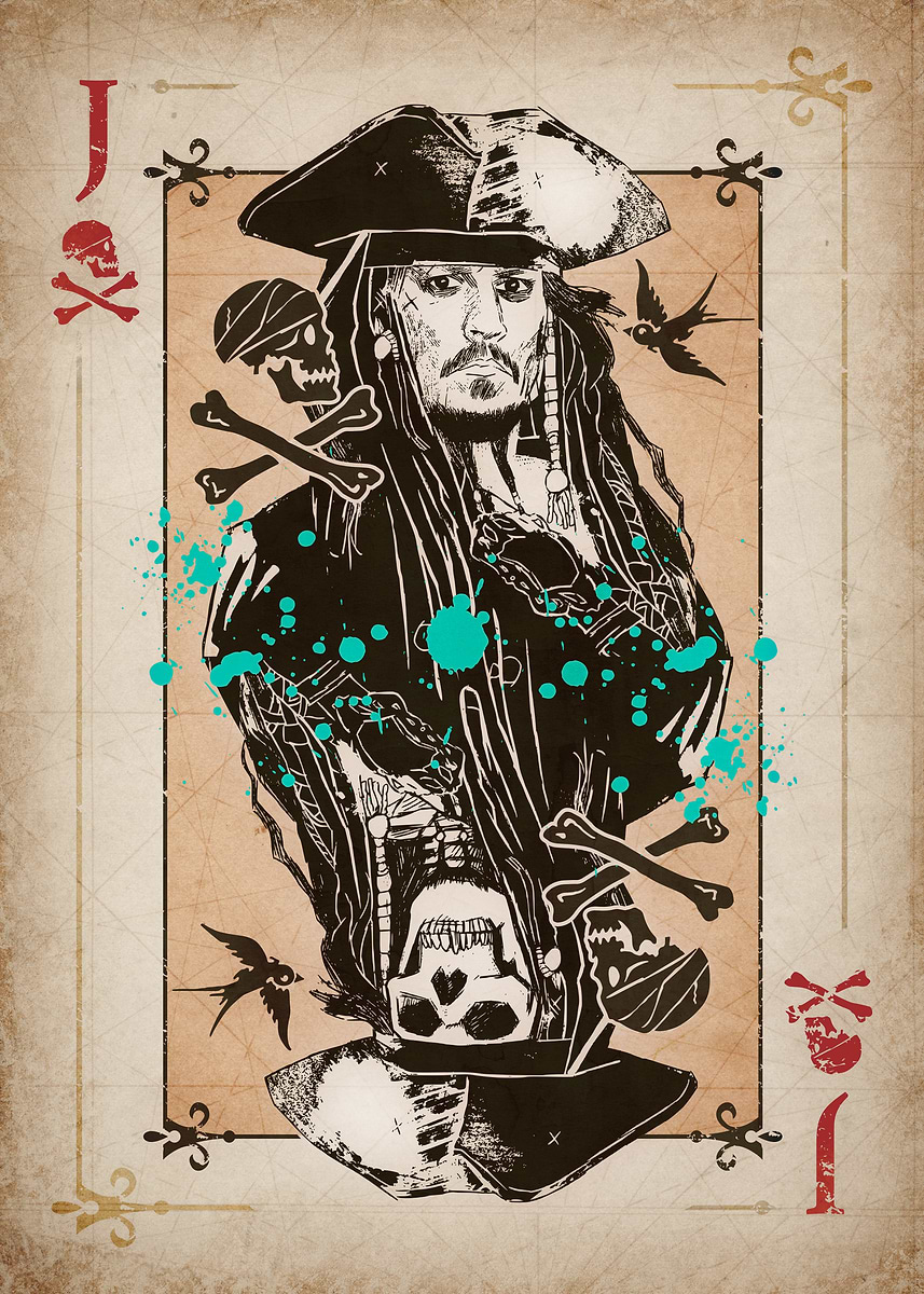 Jack Sparrow as Jack of Hearts' Poster, picture, metal print