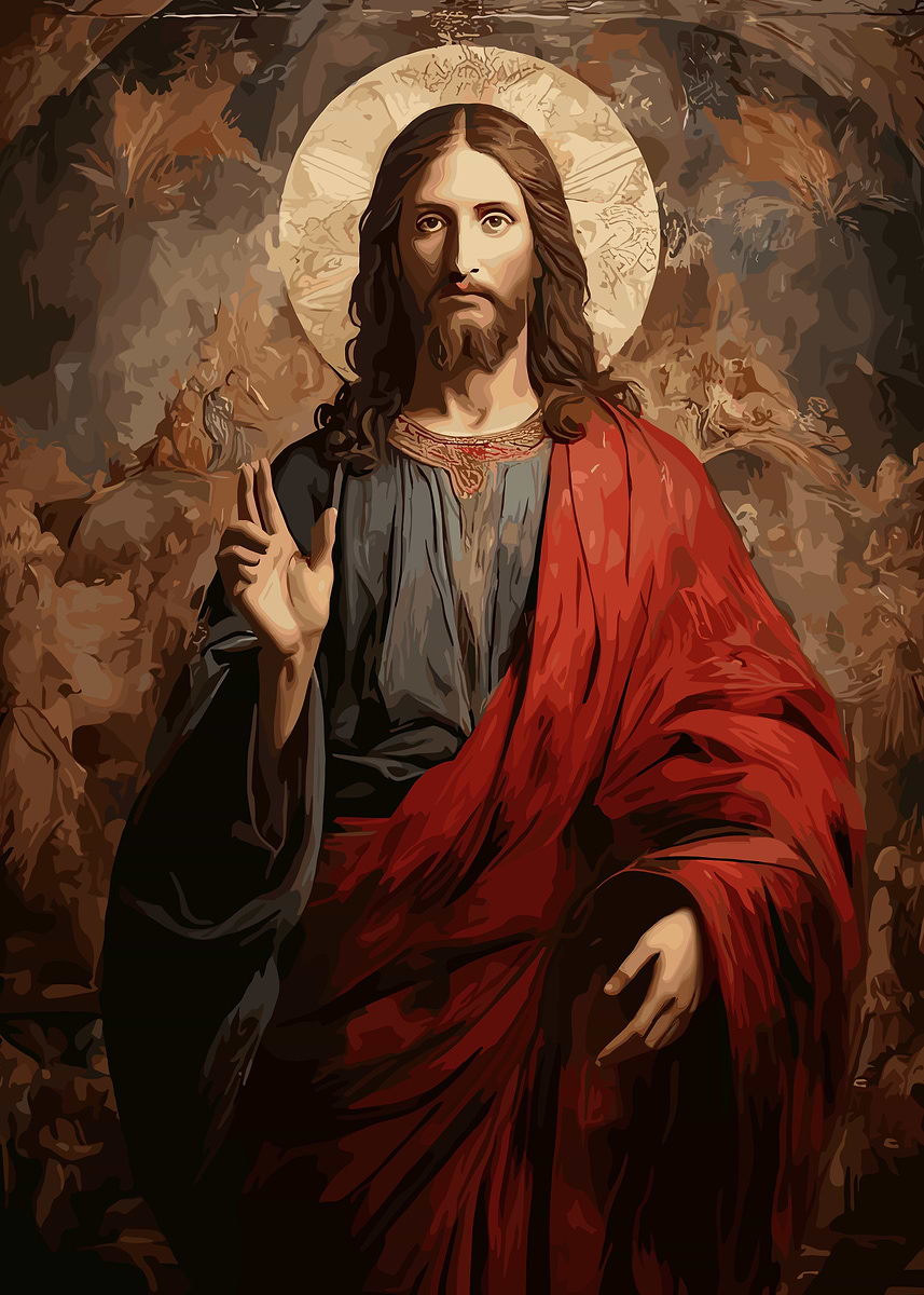 Jesus Christ Portrait with Halo' Poster, picture, metal print