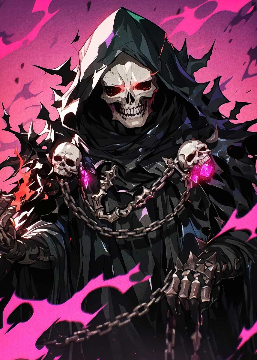 Pink Reapper 'Grim Reaper with Pink Accents' Poster, picture, metal print, paint by ...