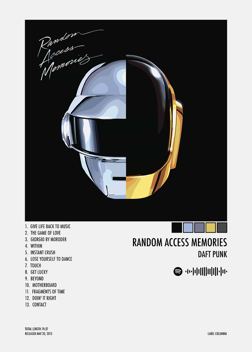 Daft Punk Random Access Memories Album' Poster, picture, metal