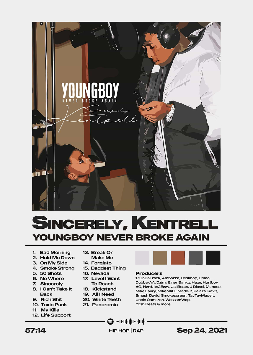 YoungBoy Never Broke Again Album Cover' Poster, picture, metal