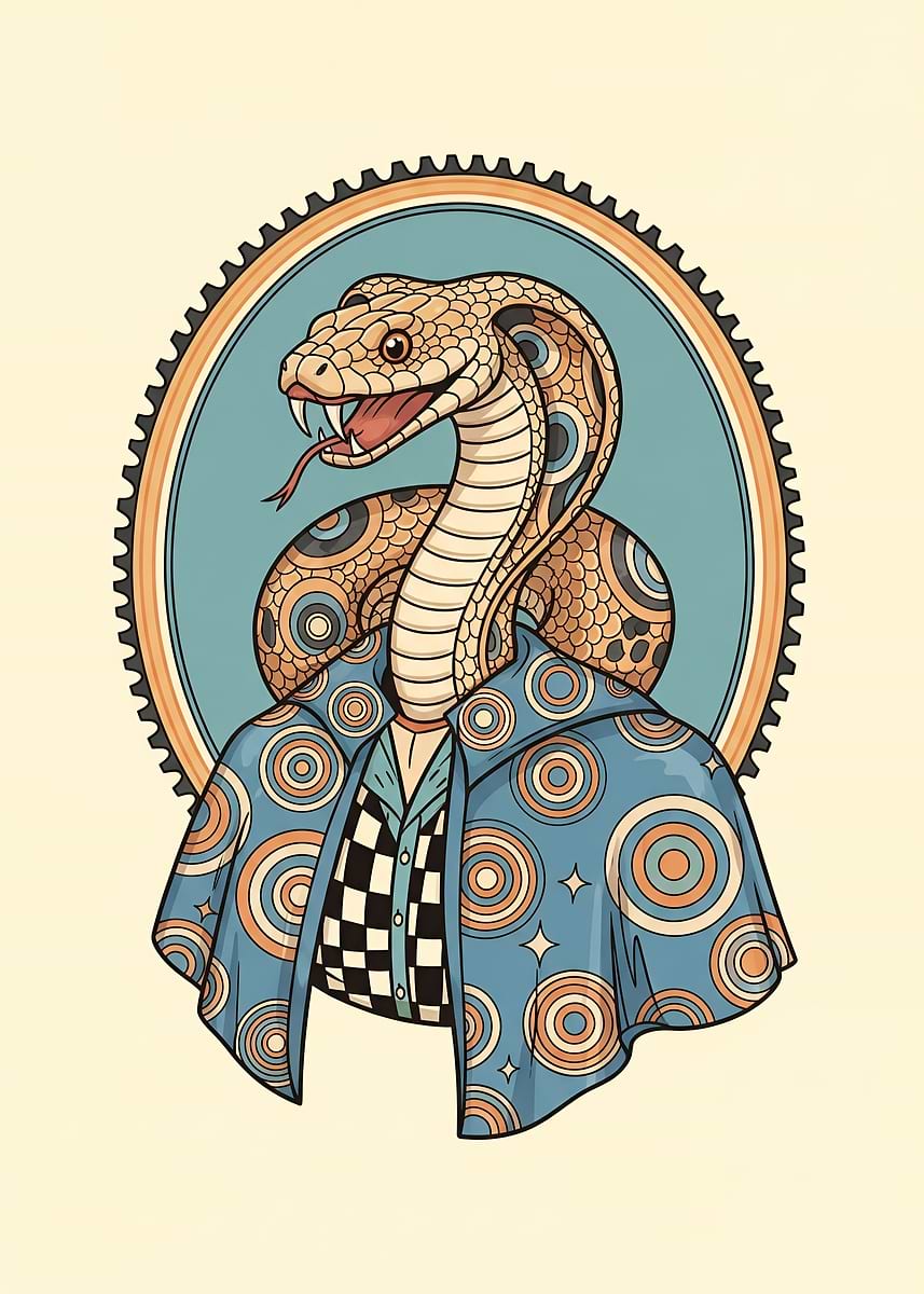 'Python Hypnotist in Psychedelic Cloak' Poster, picture, metal print ...
