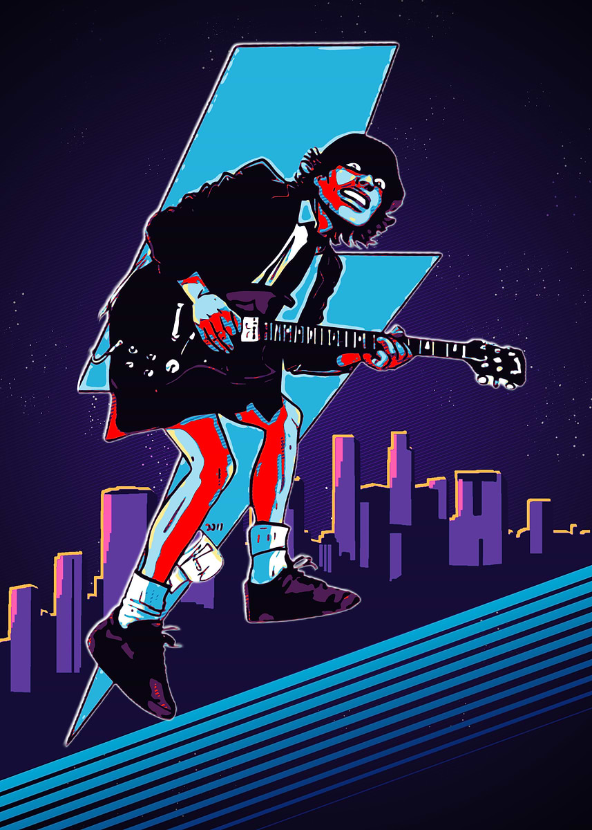 'AC/DC Angus Young Digital Art' Poster, picture, metal print, paint by ...