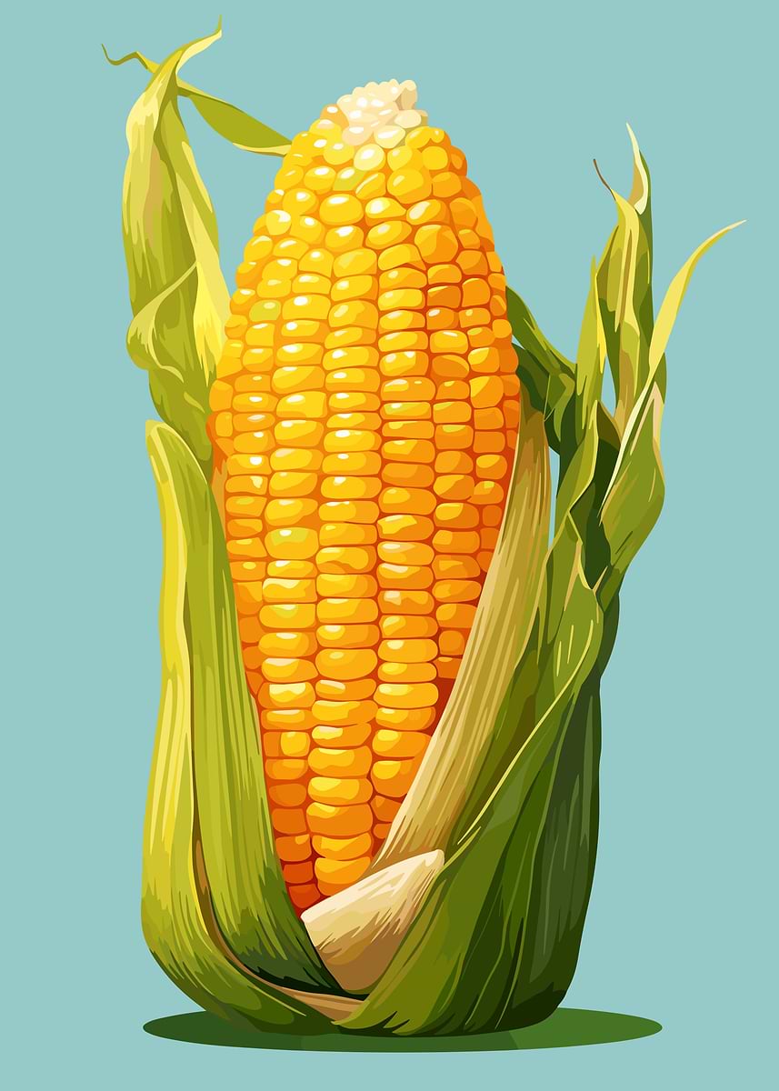 'Corn on the cob illustration' Poster, picture, metal print, paint by ...