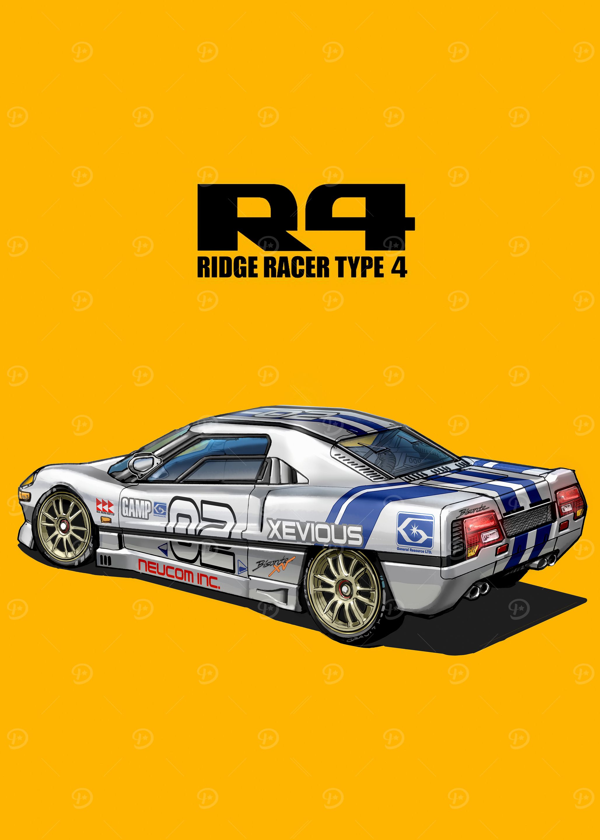 Ridge Racer Type 4 Car Illustration' Poster, picture, metal print