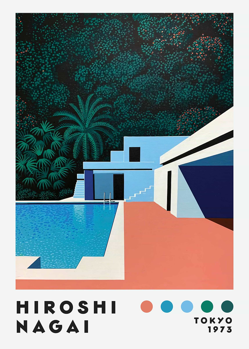 Hiroshi Nagai Poolside Art Print' Poster, picture, metal print