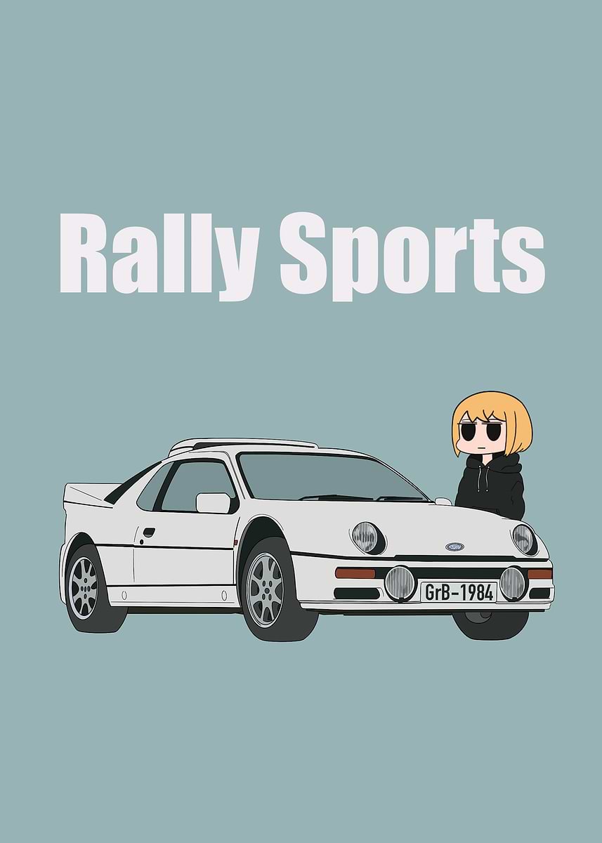 'Rally Sports Car with Anime Character' Poster, picture, metal print ...