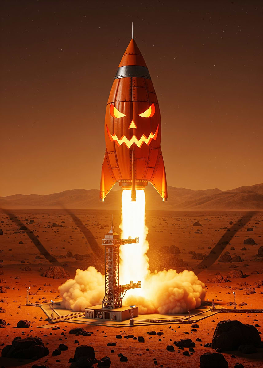 'Halloween Rocket Launch' Poster, picture, metal print, paint by ...