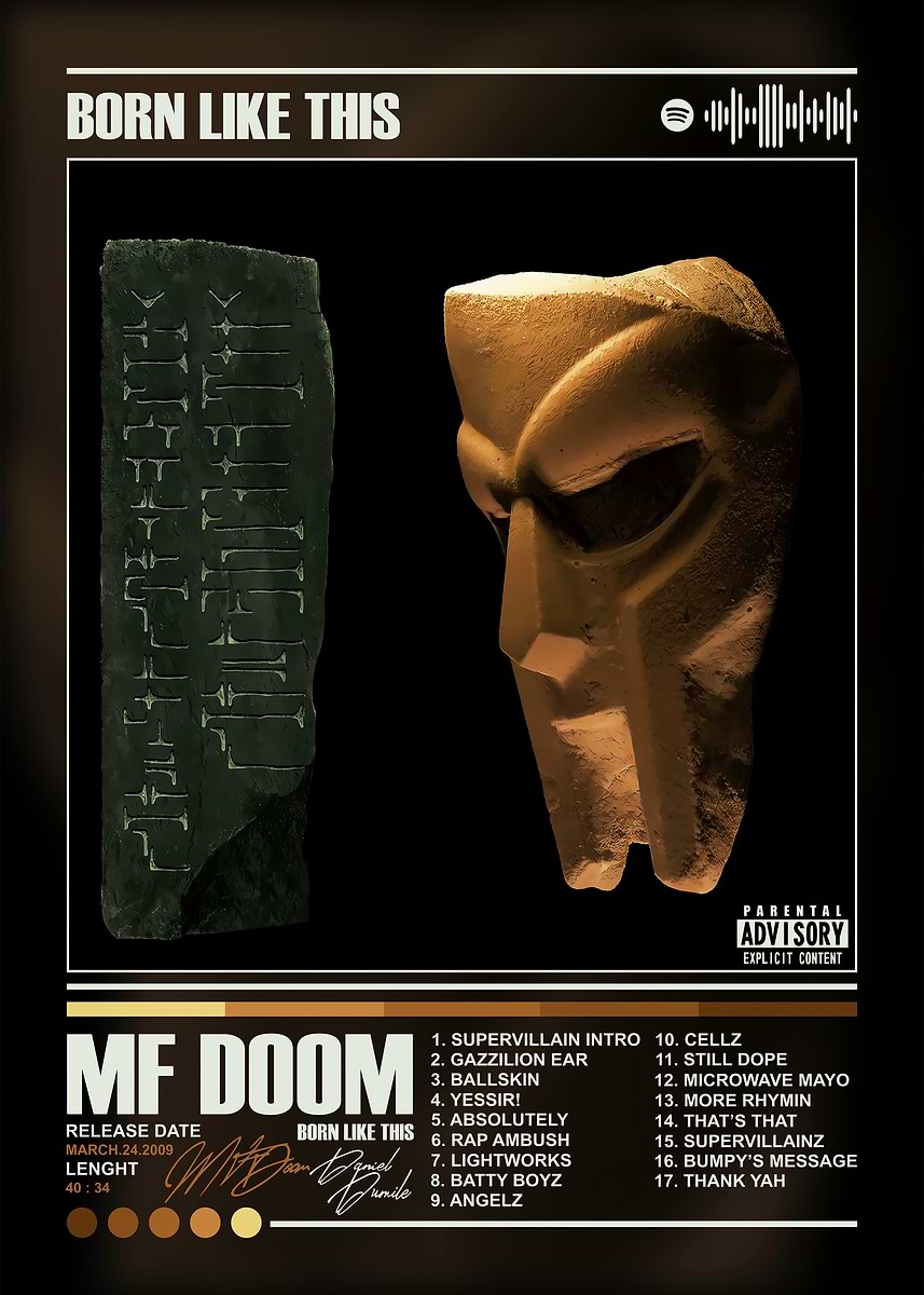 MF DOOM - Born Like This Album Poster, Picture & Metal Print – Hip