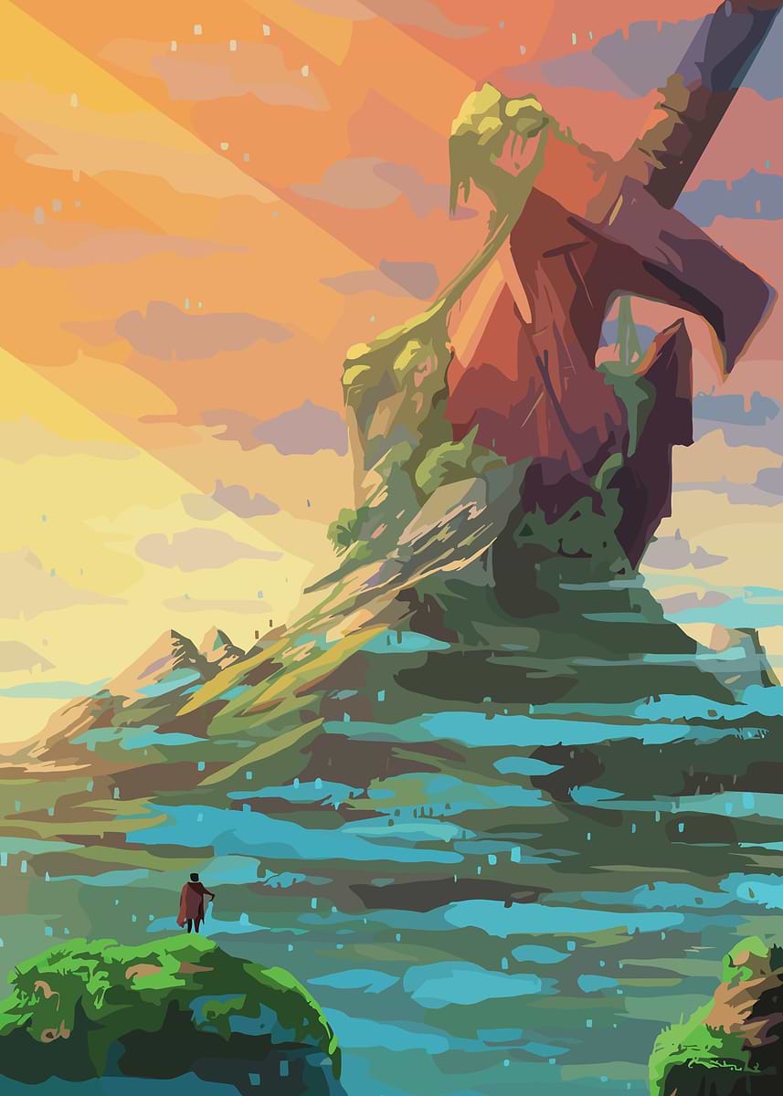 Giant Sword Landscape Digital Art' Poster, picture, metal print