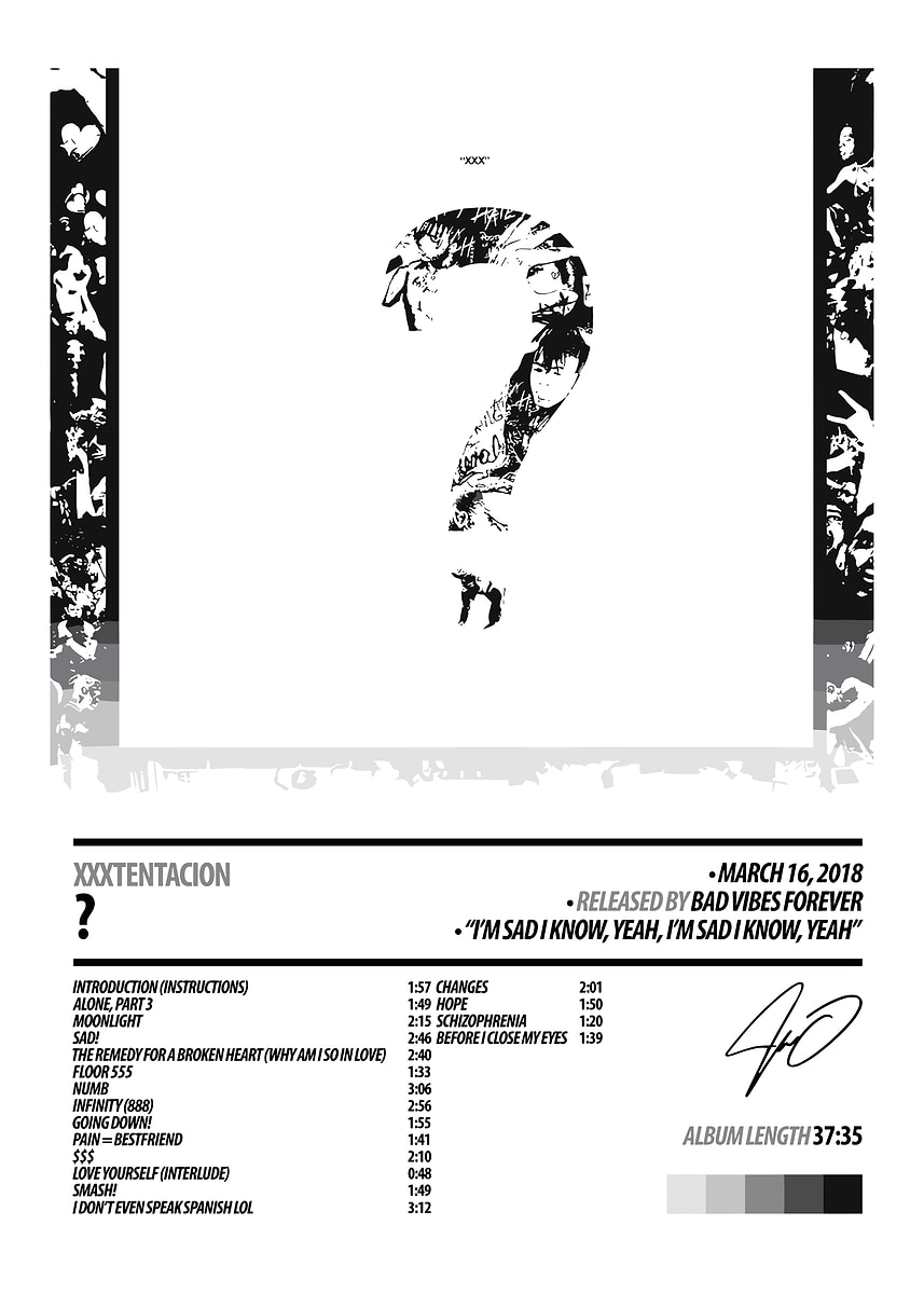 XXXTentacion - Question Mark Album Cover' Poster, picture, metal