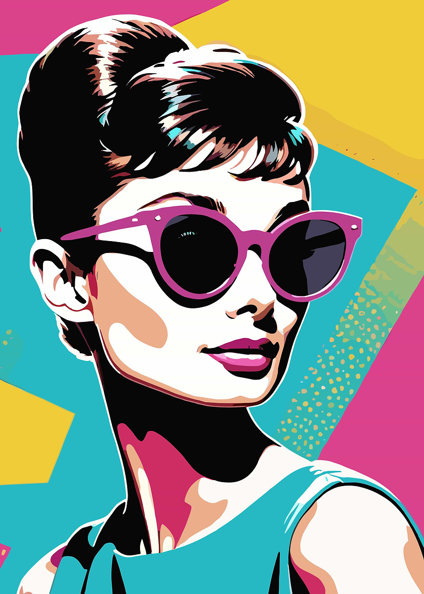 Audrey Hepburn Pop Art Portrait Poster, Picture & Metal Print