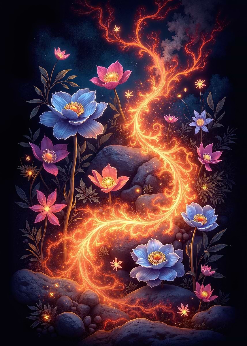 'Glowing Floral Fantasy' Poster, picture, metal print, paint by Art ...