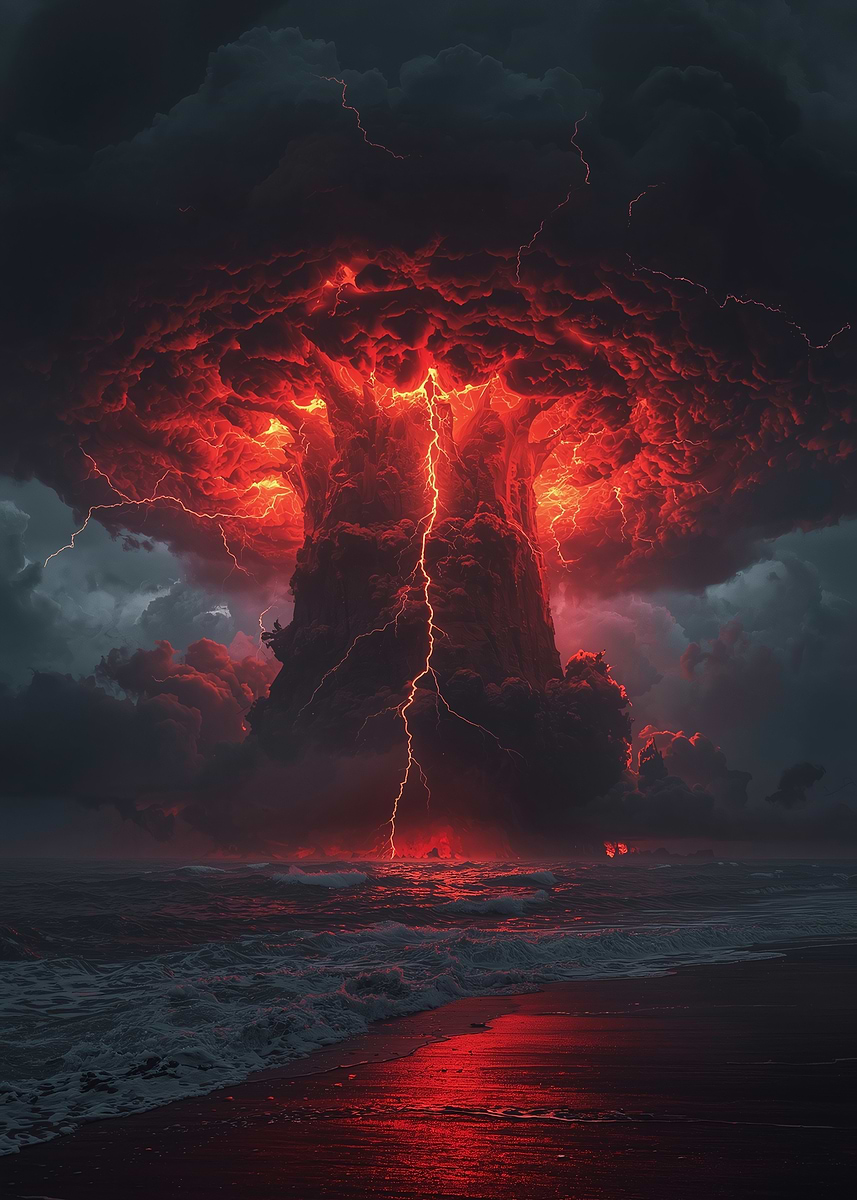 'Apocalyptic Storm on the Beach' Poster, picture, metal print, paint by ...