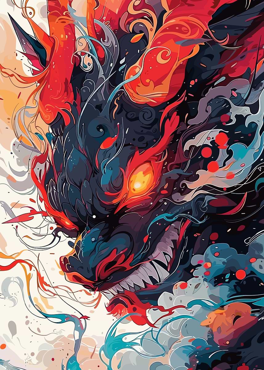 'Abstract Dragon Illustration' Poster, picture, metal print, paint by ...