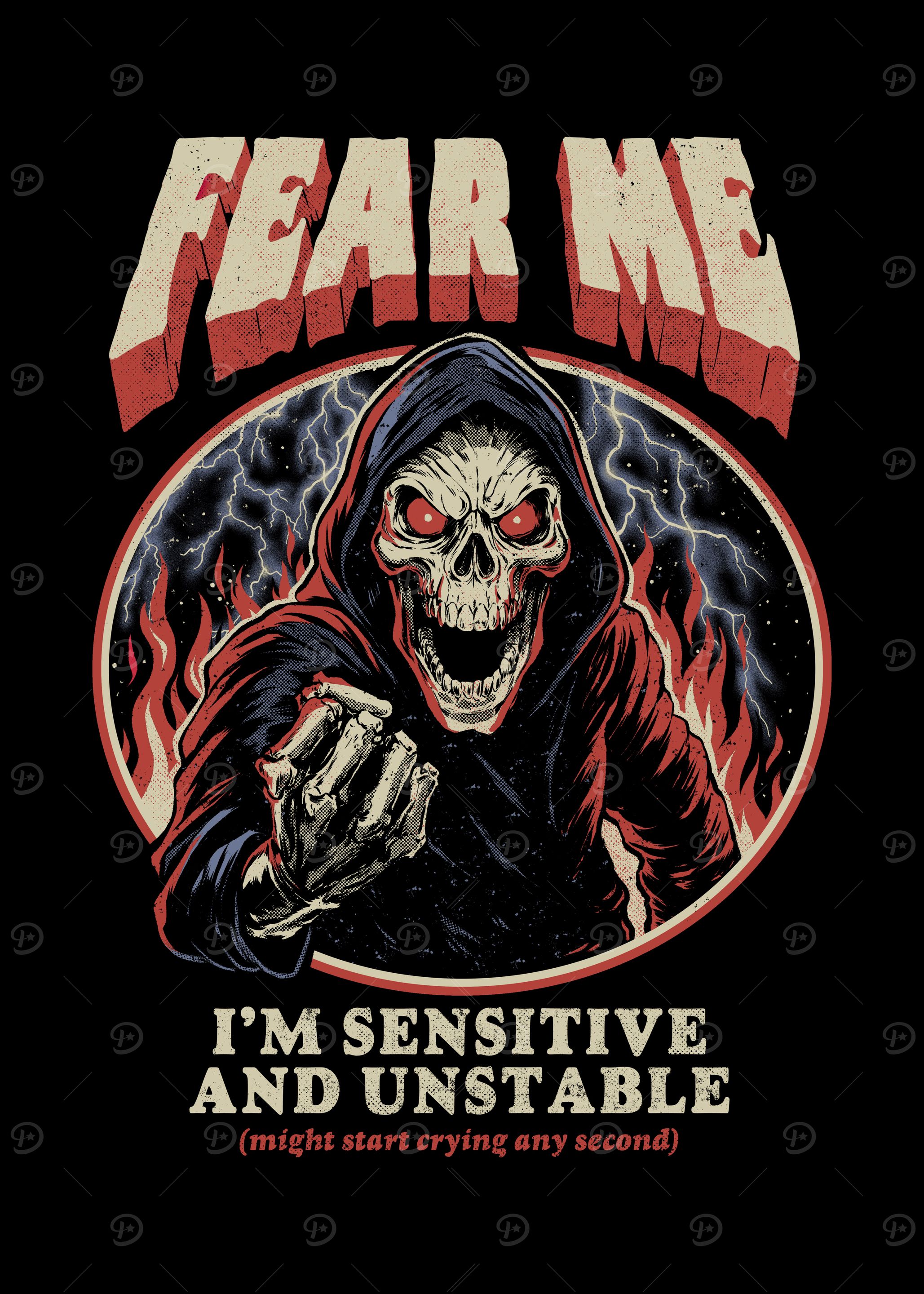 Fear Me Sticker Design 'Fear Me' Poster, picture, metal print, paint by Eduardo Ely | Displate
