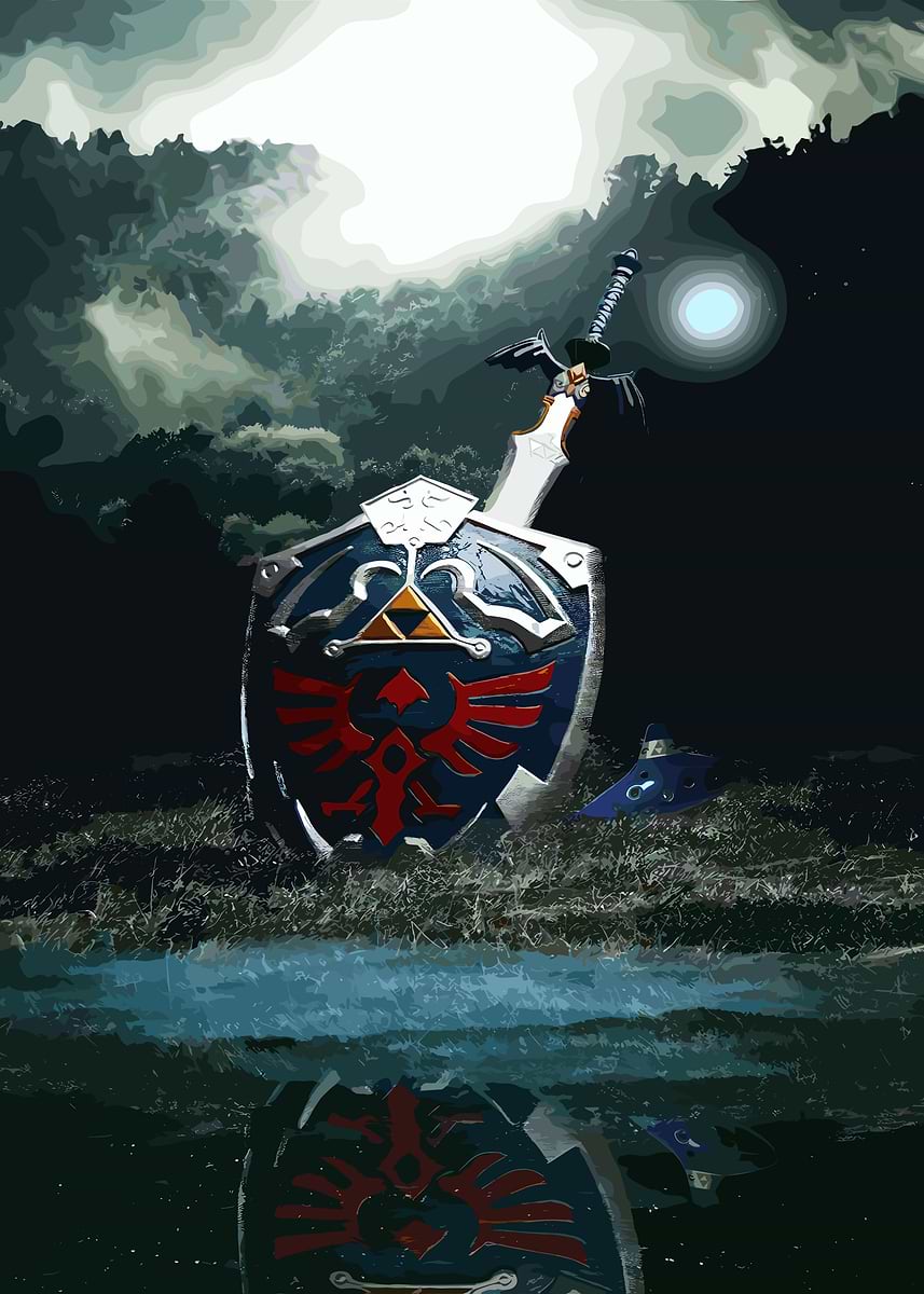 Zelda's Shield and Sword in Field' Poster, picture, metal print