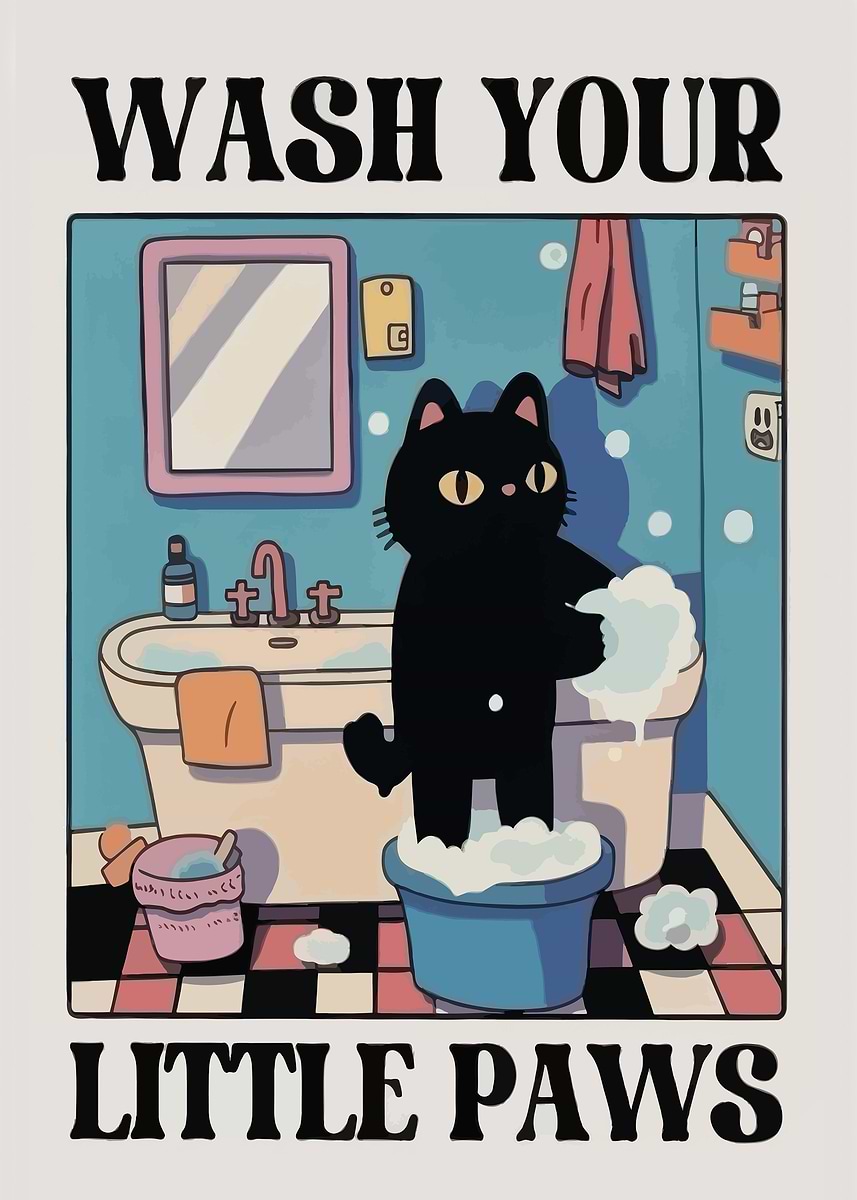 Cartello vintage in metallo con furetto sapone da bagno Wash Your Paws