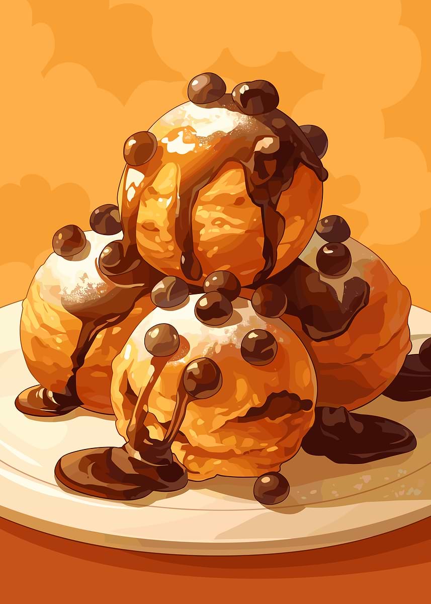 'Delicious Chocolate-Covered Cream Puffs Illustration' Poster, picture ...