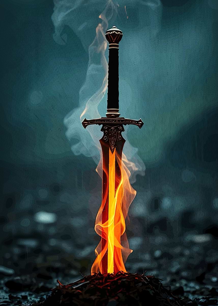 Flaming Sword' Poster, picture, metal print, paint by Lillian