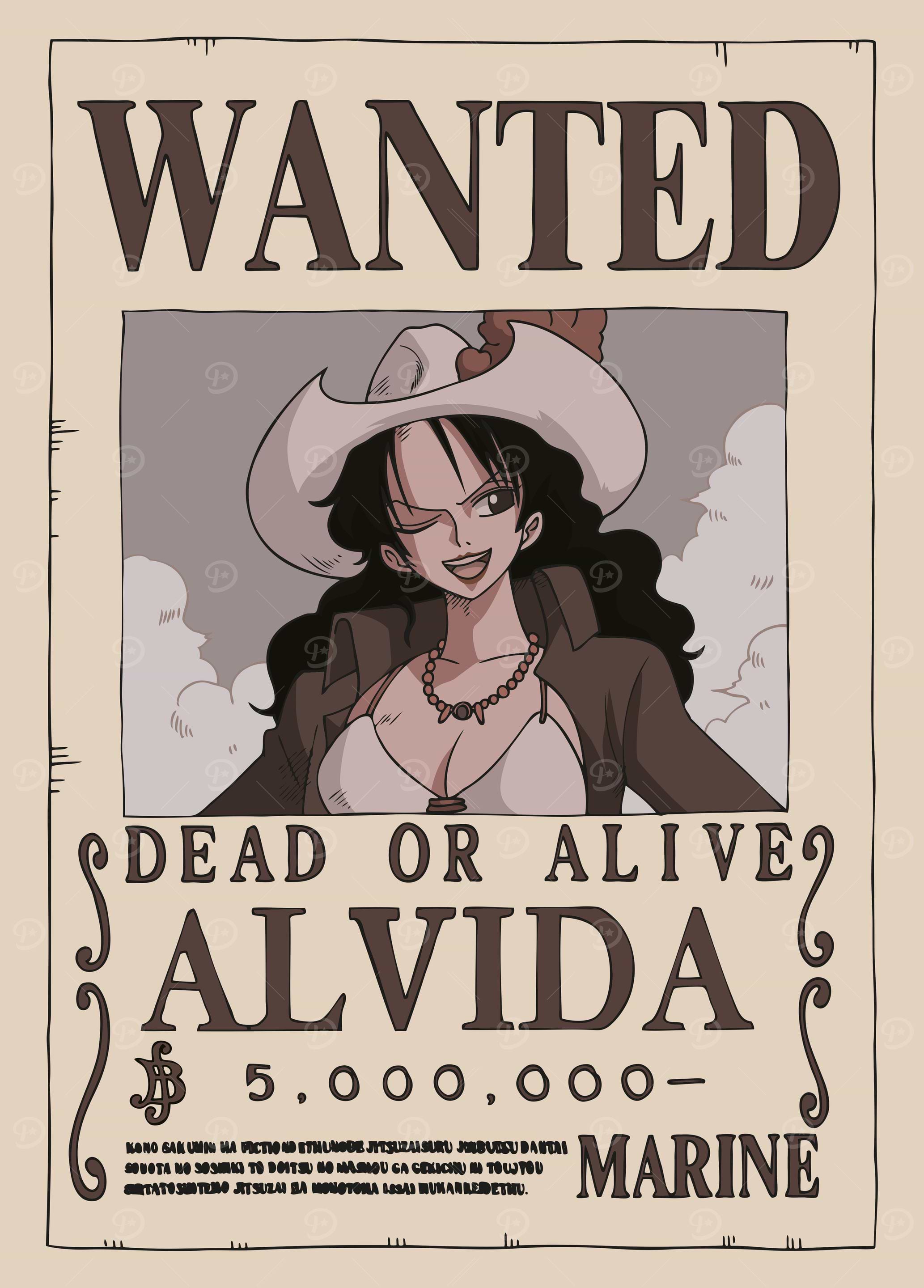 Alvida Wanted' Poster, picture, metal print, paint by One Piece