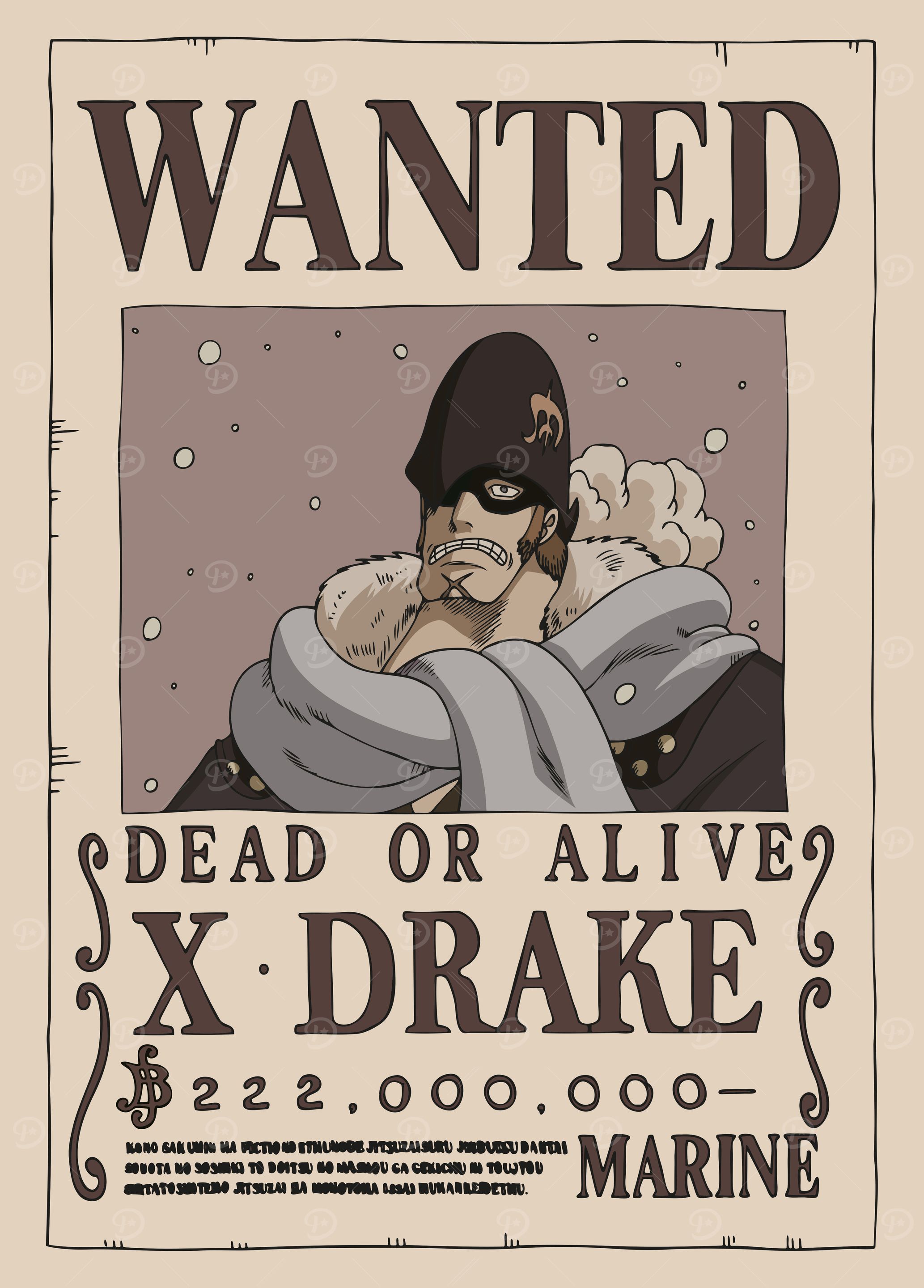 X Drake Wanted' Poster, picture, metal print, paint by One Piece