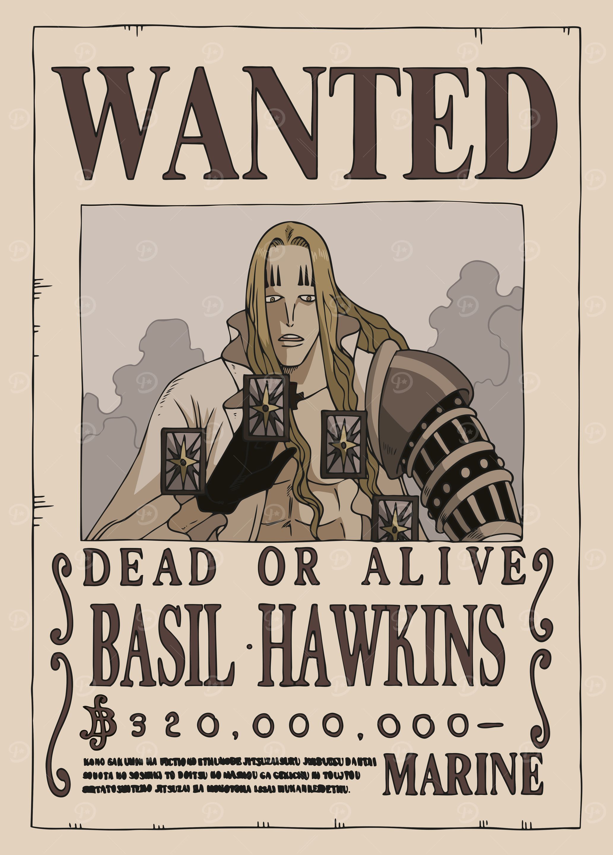 Basil Hawkins Wanted' Poster, picture, metal print, paint by One